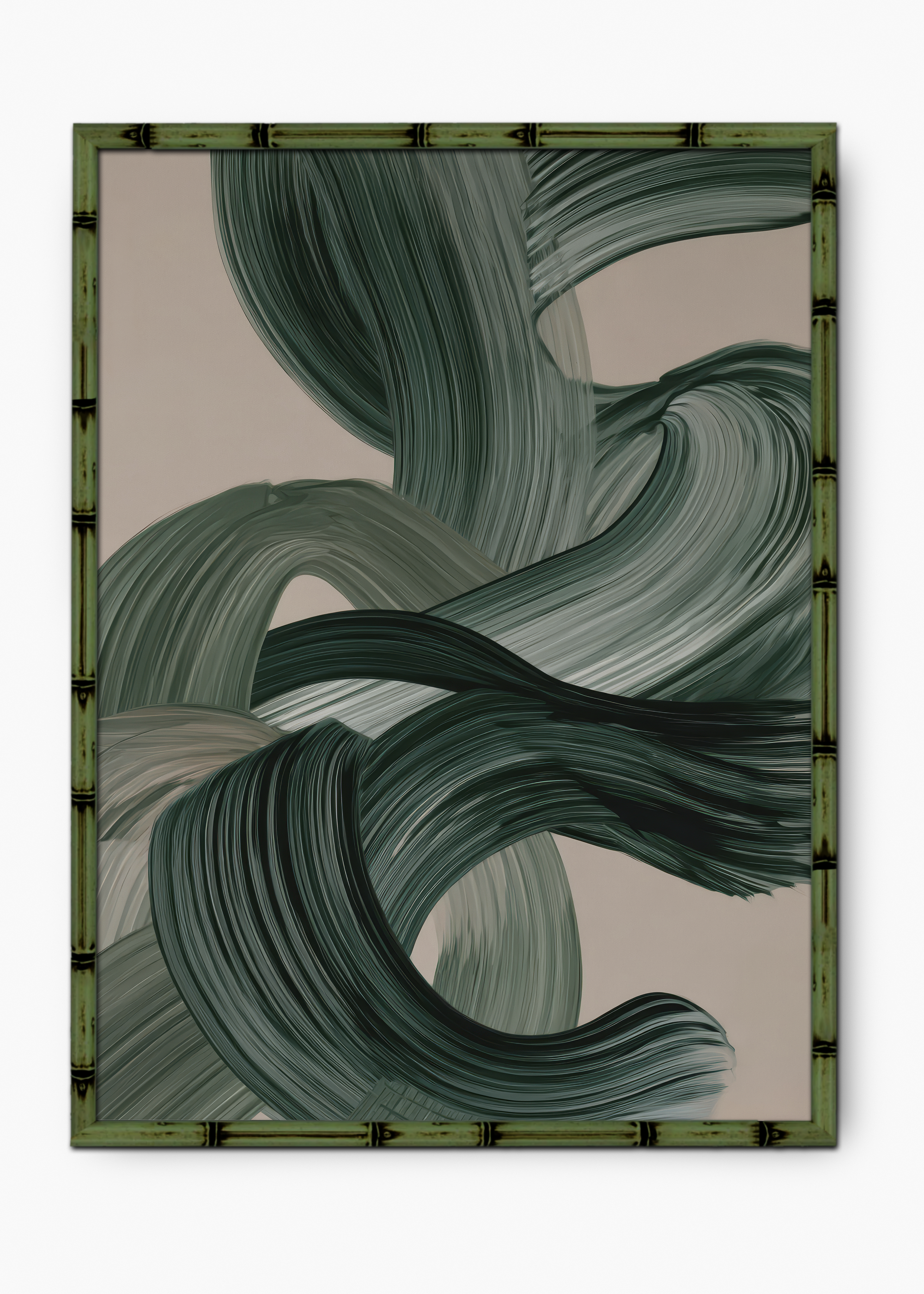 Quadro Japonês Midori Green Edição Especial Bamboo - Moldura Verde