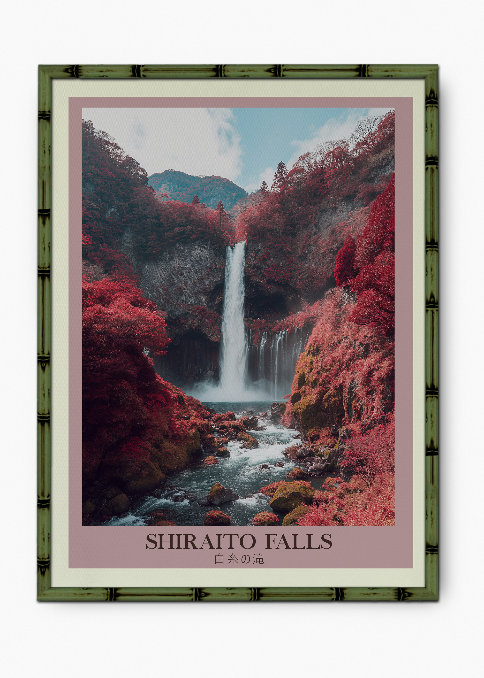 Quadro Japonês Shiraito Edição Especial Bamboo - Moldura Verde