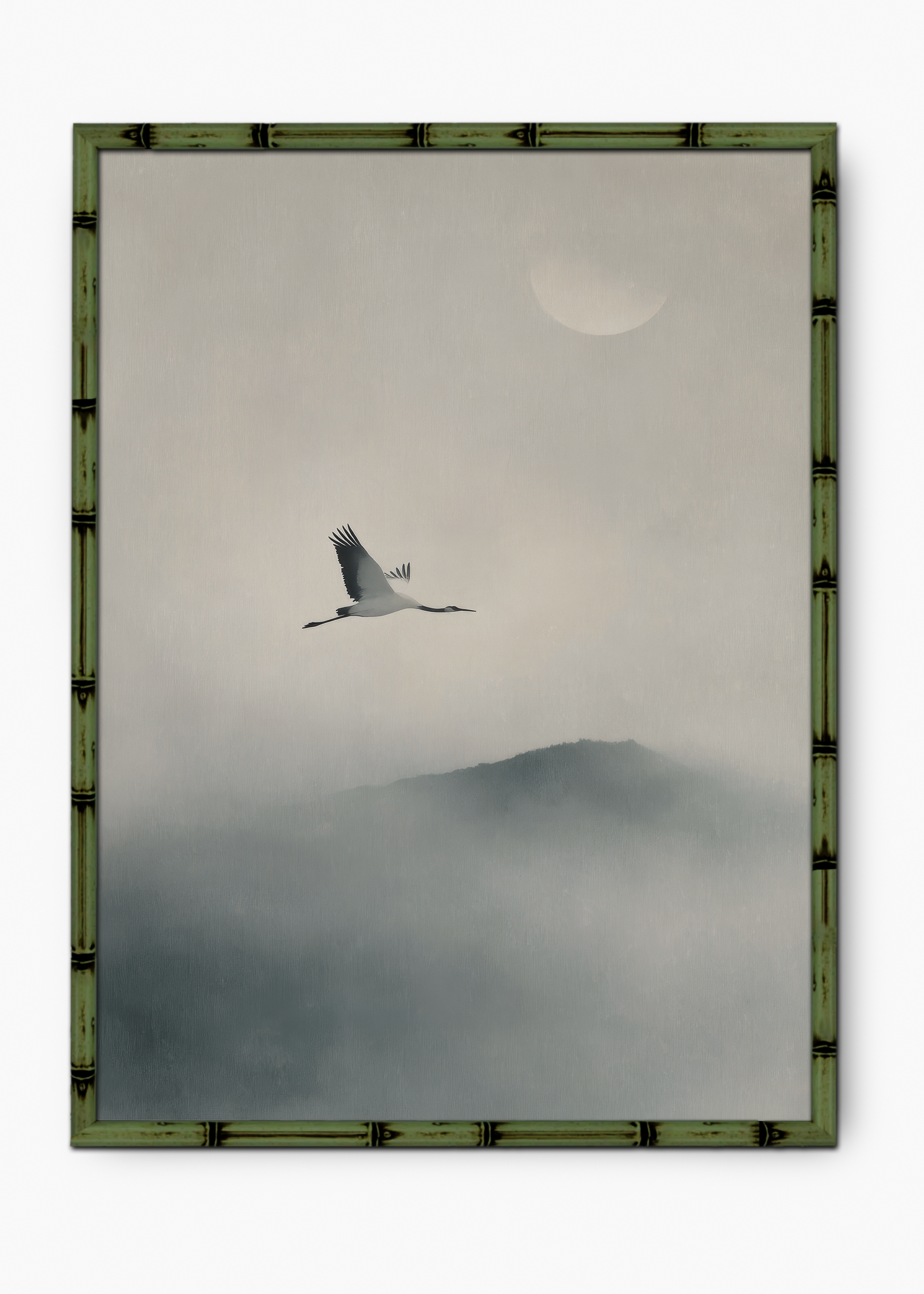 Quadro Japonês Fly High Edição Especial Bamboo - Moldura Verde