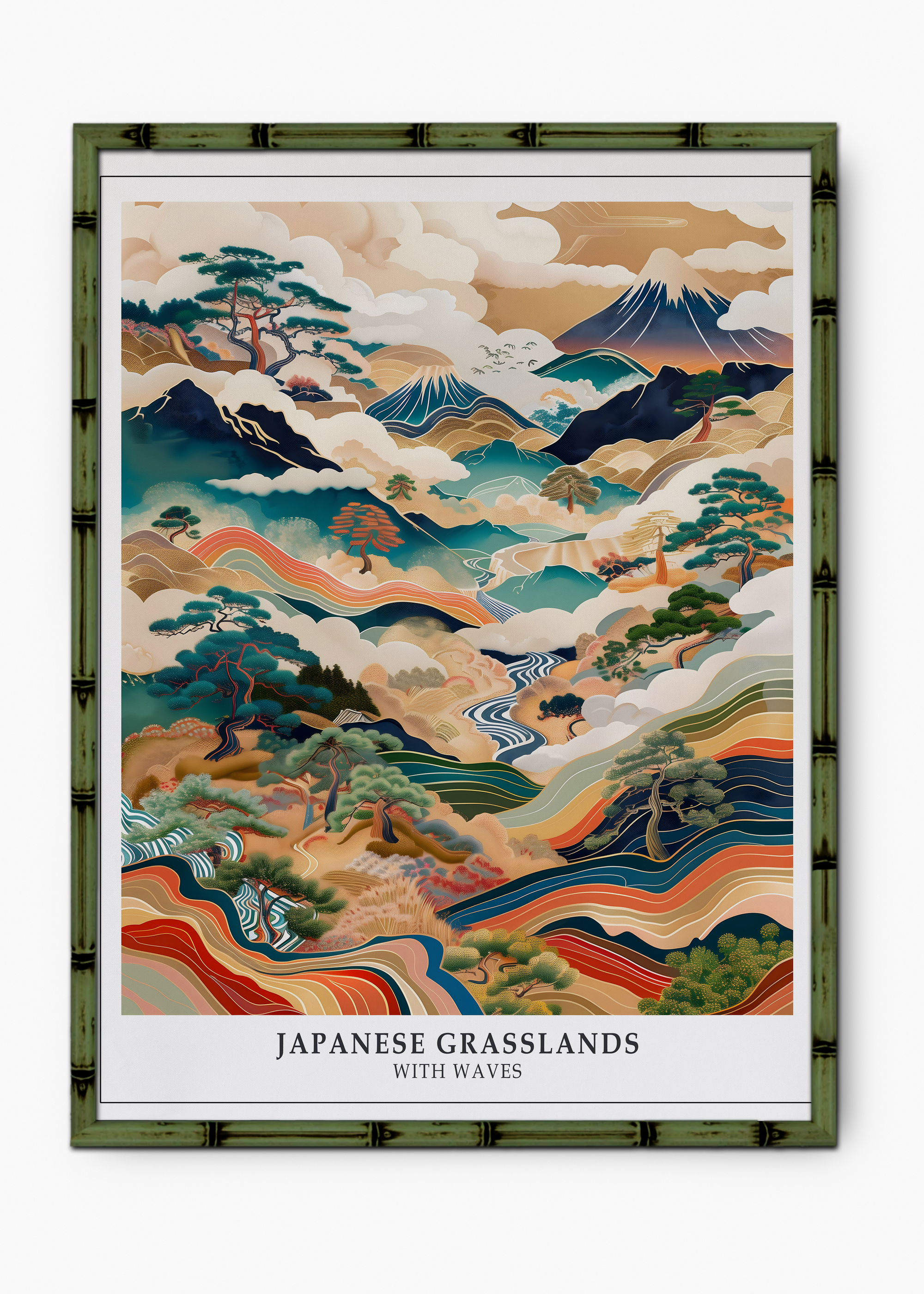 Quadro Japonês Lands Edição Especial Bamboo - Moldura Verde