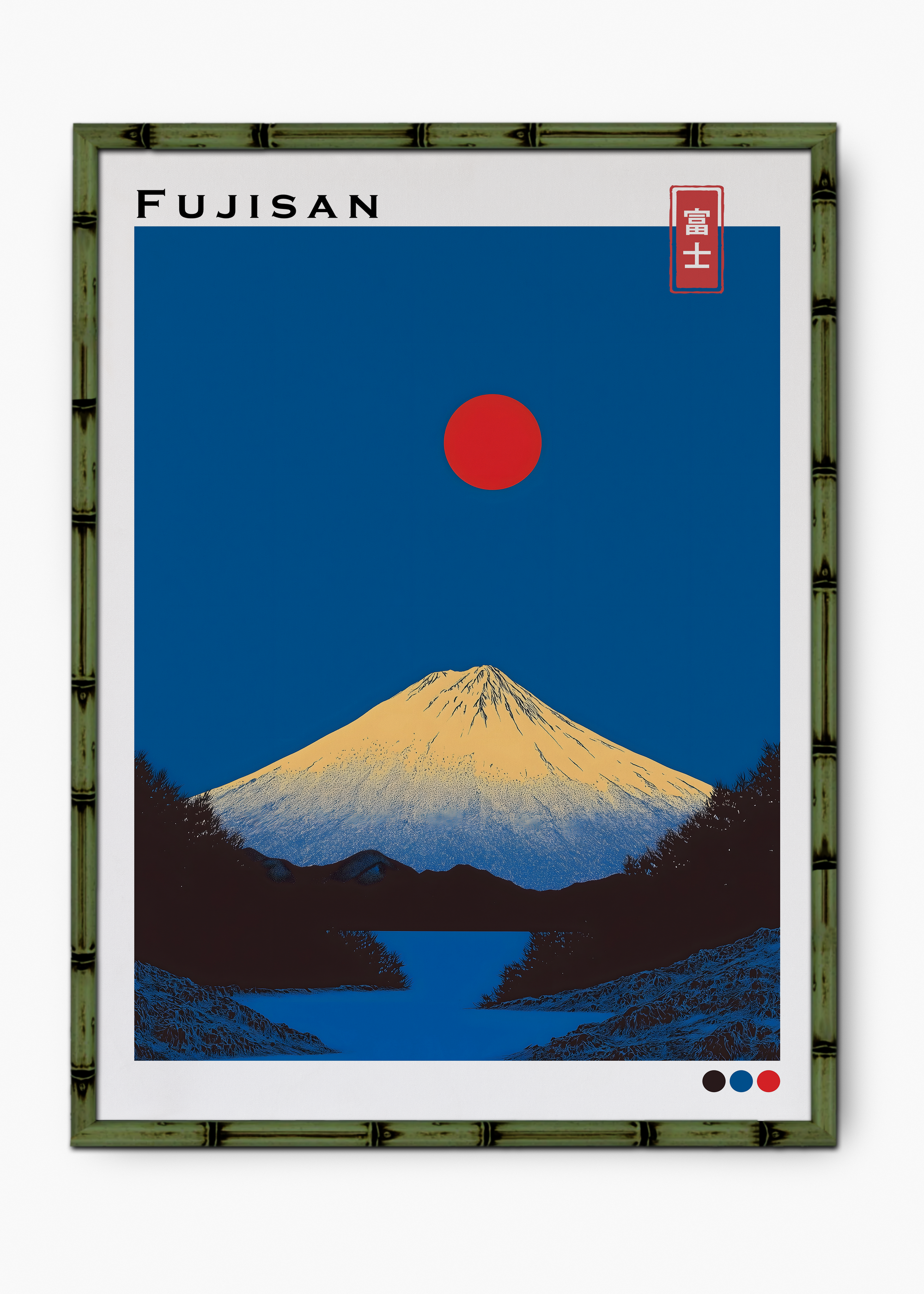 Quadro Japonês Fujisan Edição Especial Bamboo - Moldura Verde