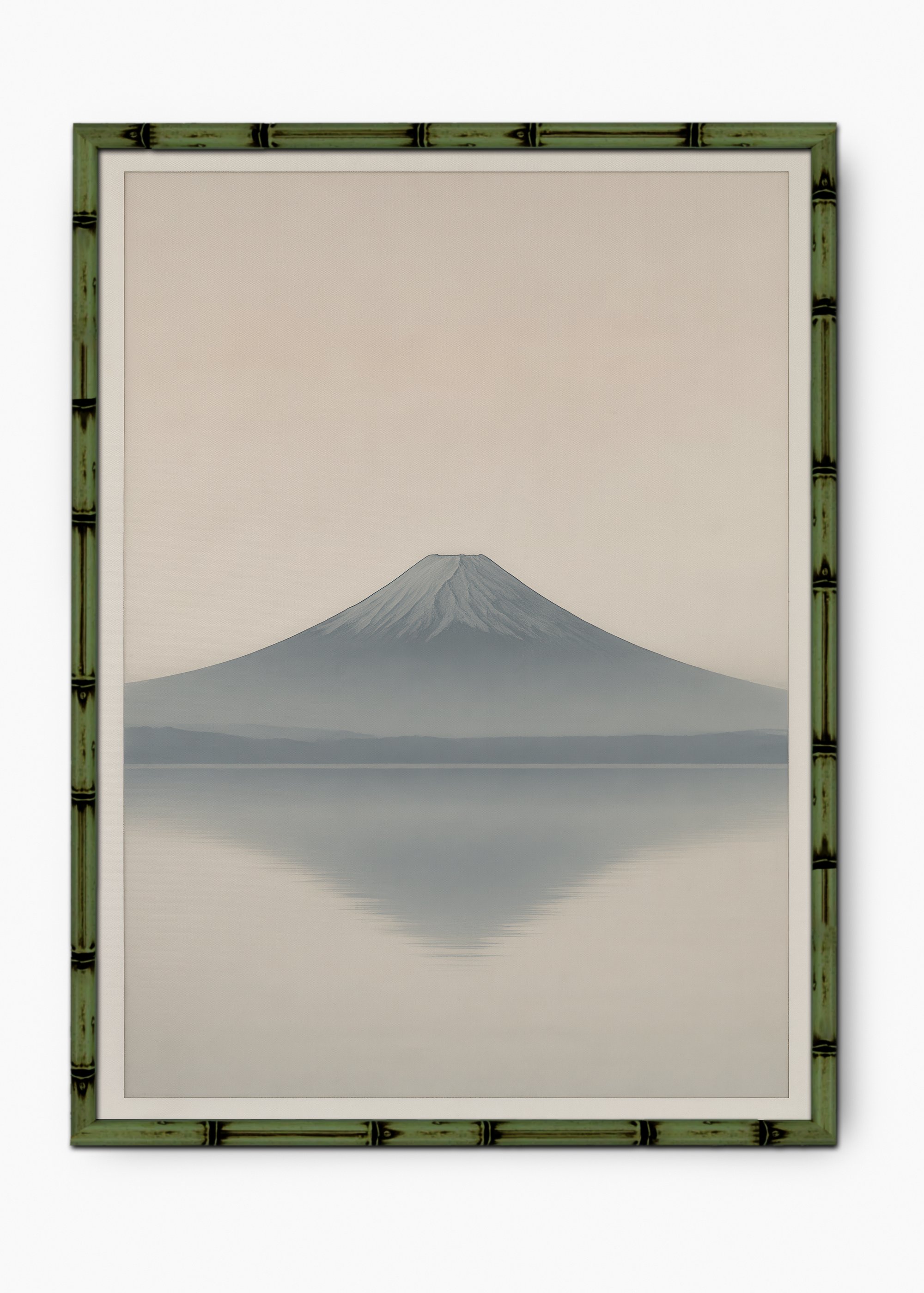 Quadro Japonês Still Fuji Edição Especial Bamboo - Moldura Verde