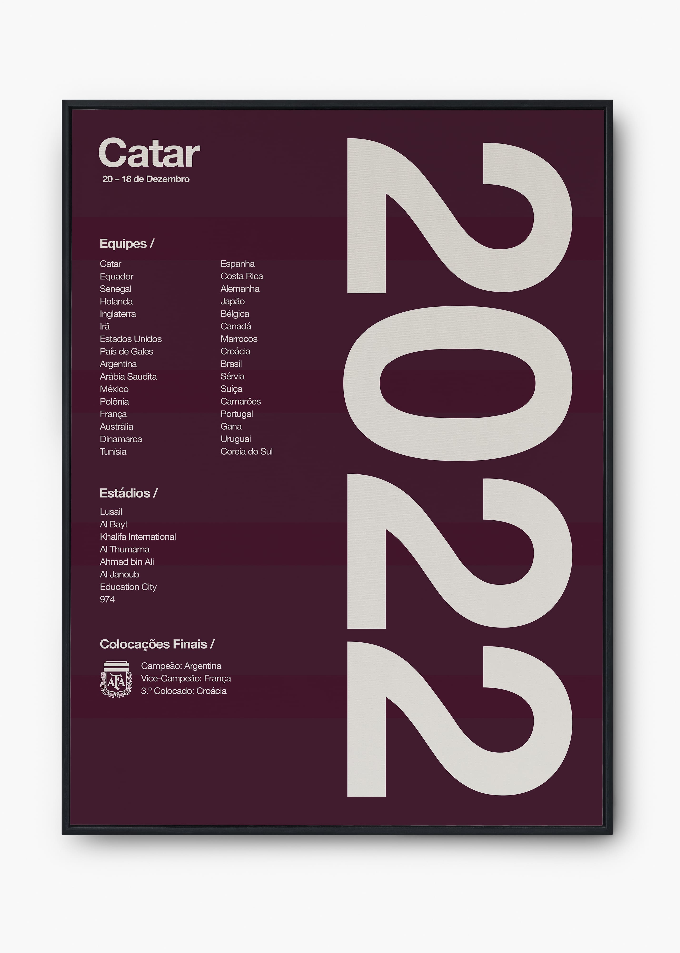 Quadro Copa do Mundo Catar 2022