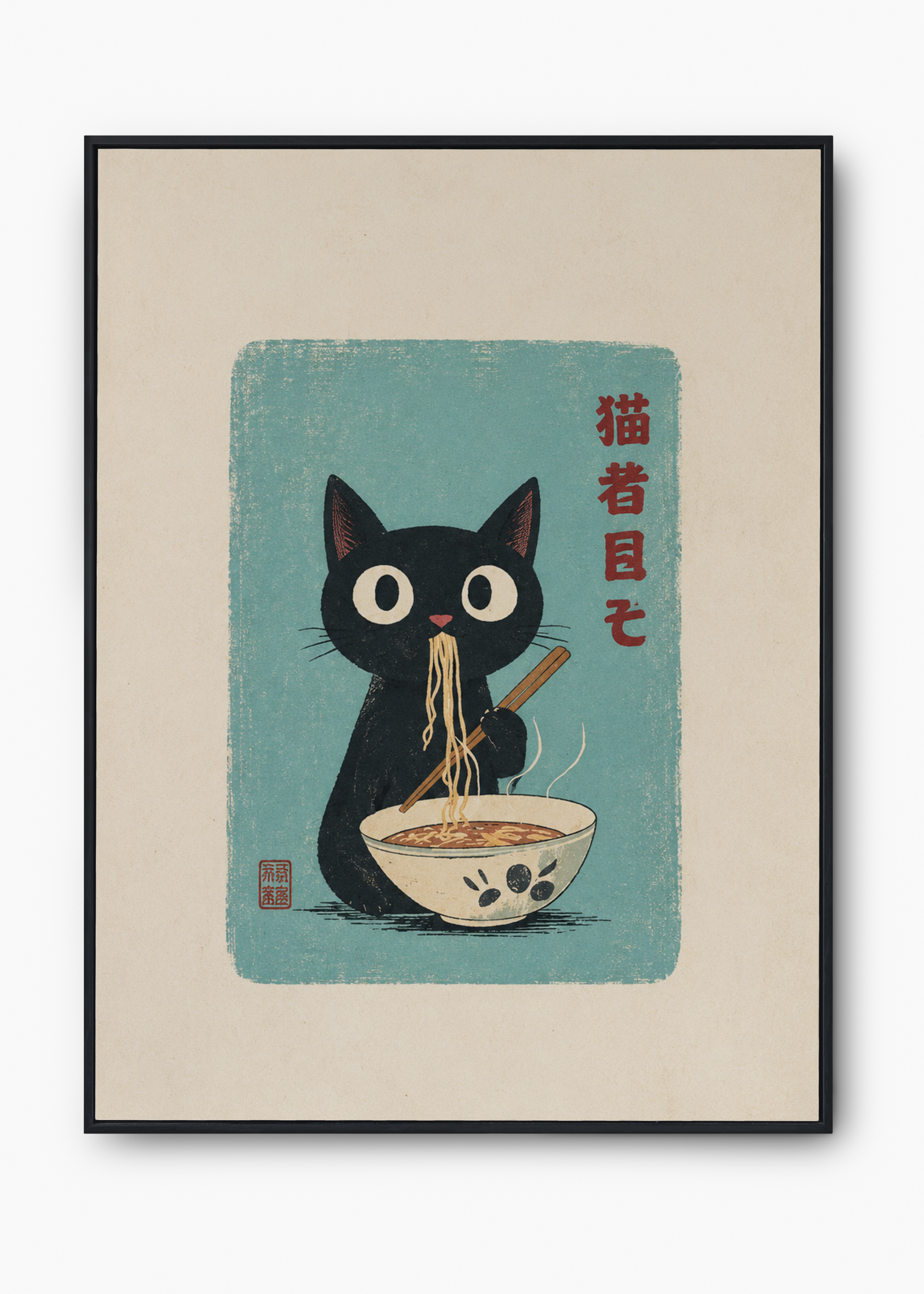 Quadro Japonês Neko Ramen - 1