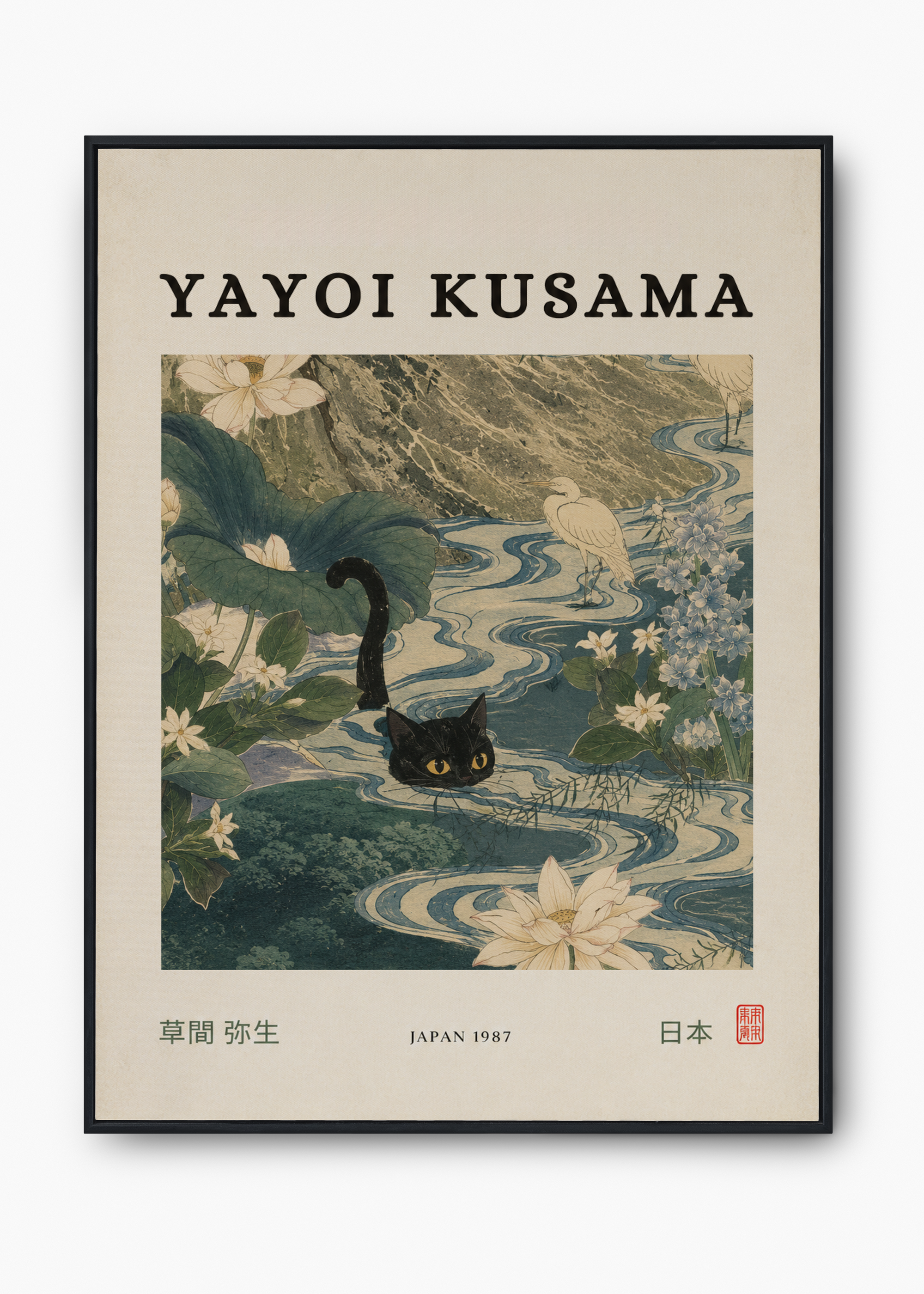 Quadro Japonês Neko Kawa - 1