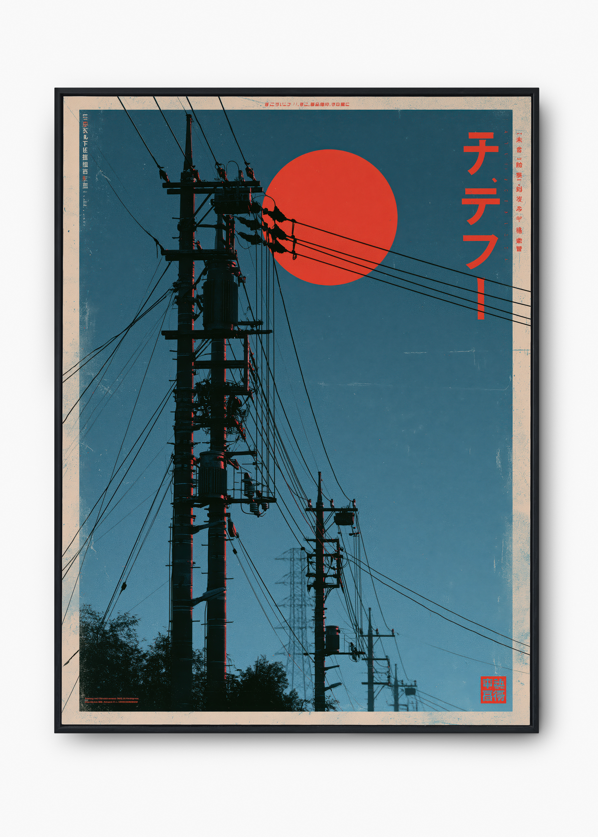 Quadro Japonês Red Sun Wires - 1
