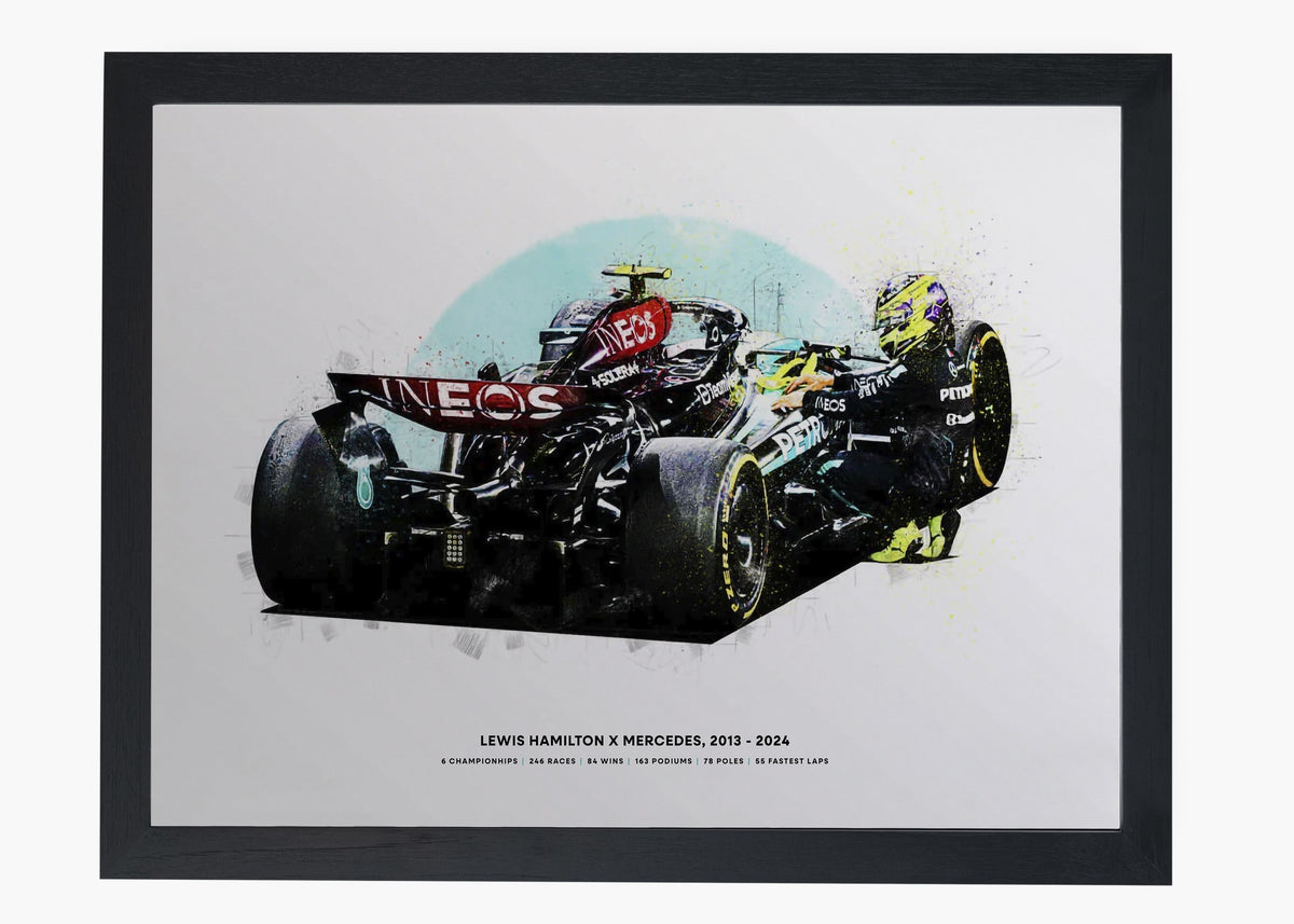 Quadro decorativo Lewis Hamilton Mercedes Last Race — arte de automobilismo para parede | Cübe Quadros