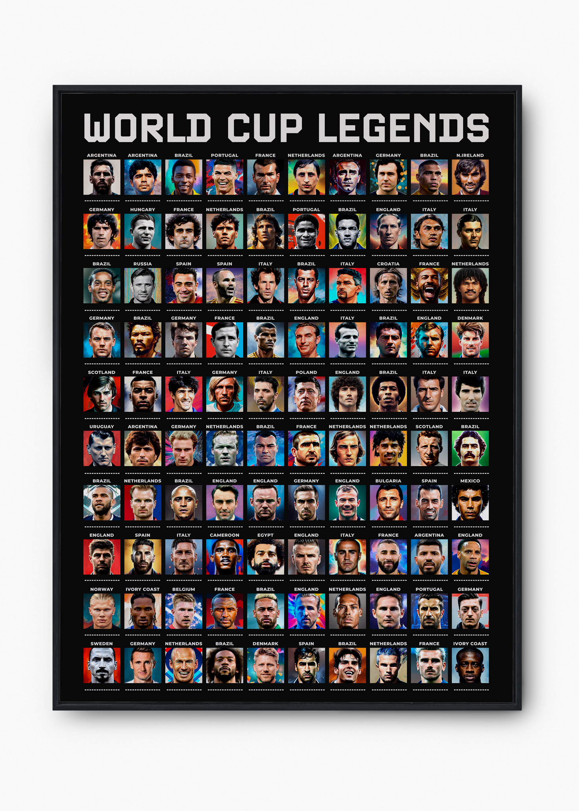 Quadro Jogadores Copa do Mundo Preto - 1