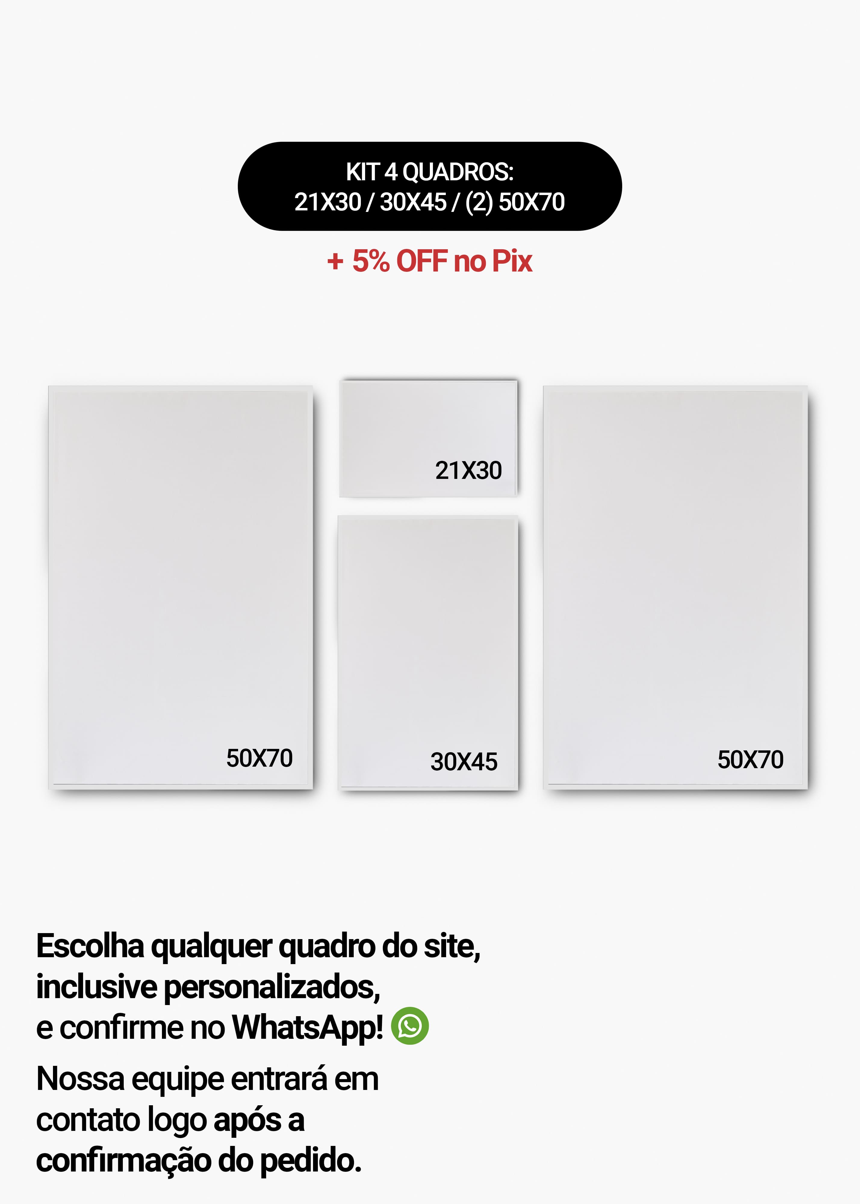 KIT 4 Quadros - Mix de Tamanhos (21x30 + 30x45 + 2un 50x70)