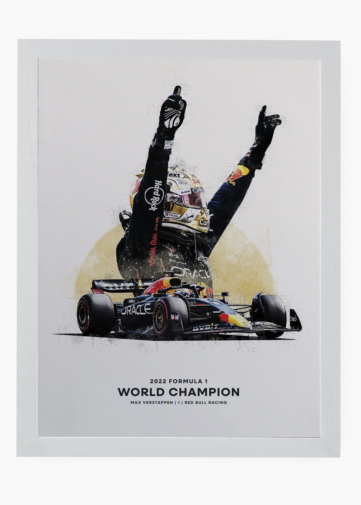Quadro decorativo Max Verstappen World Champions — arte de automobilismo para parede | Cübe Quadros