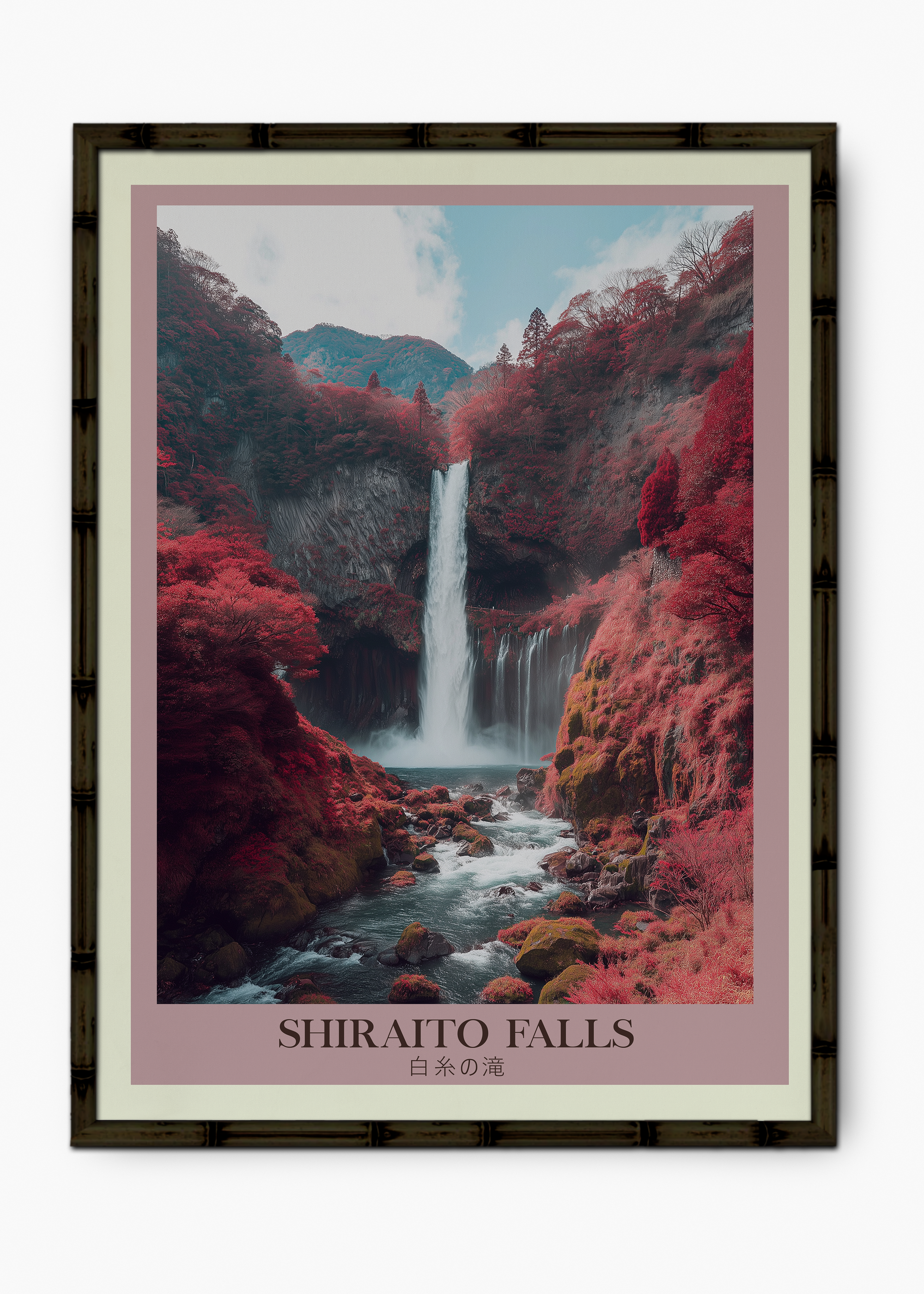 Quadro Japonês Shiraito Edição Especial Bamboo - Moldura Preto