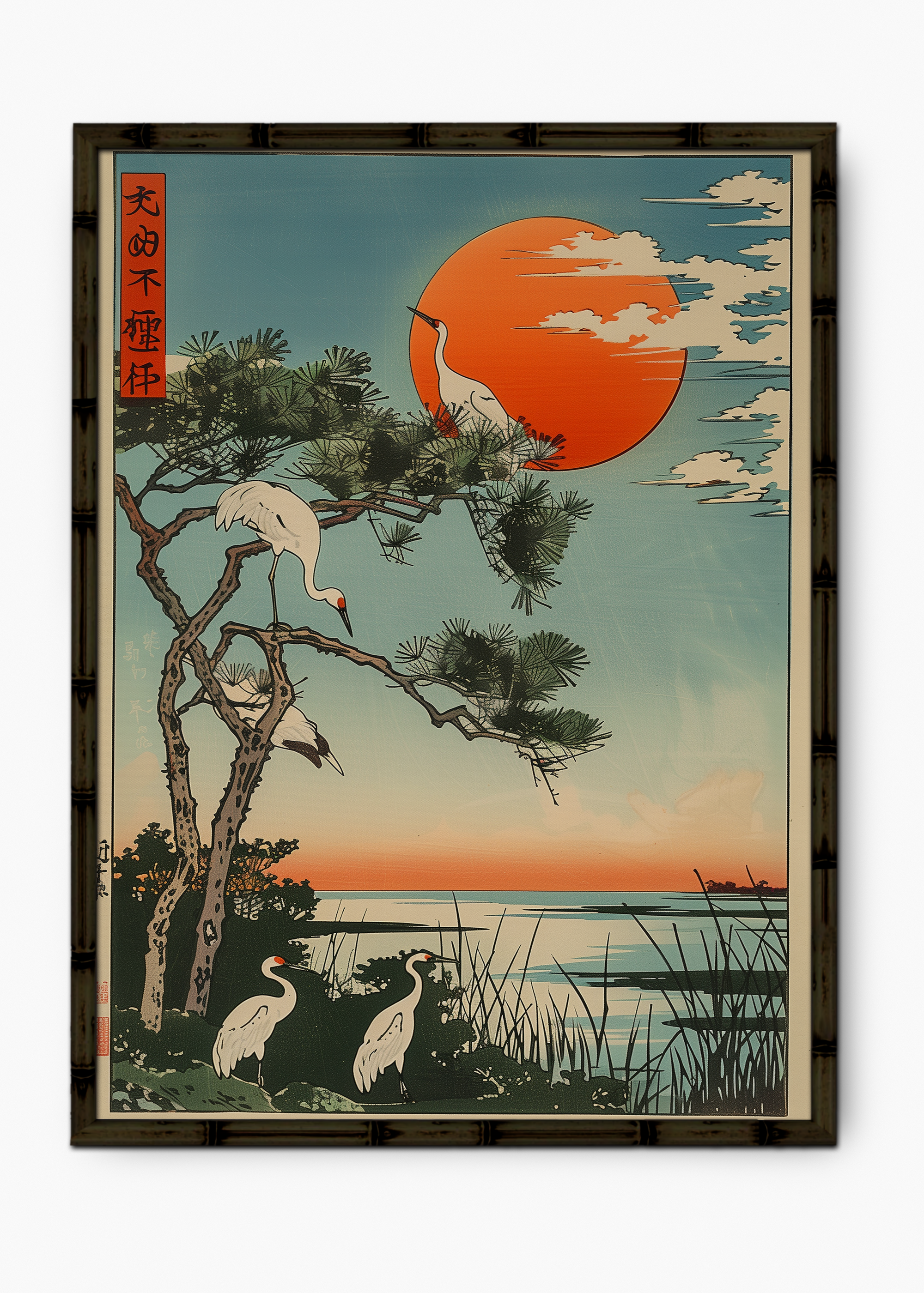 Quadro Japonês Livin Edição Especial Bamboo - Moldura Preto