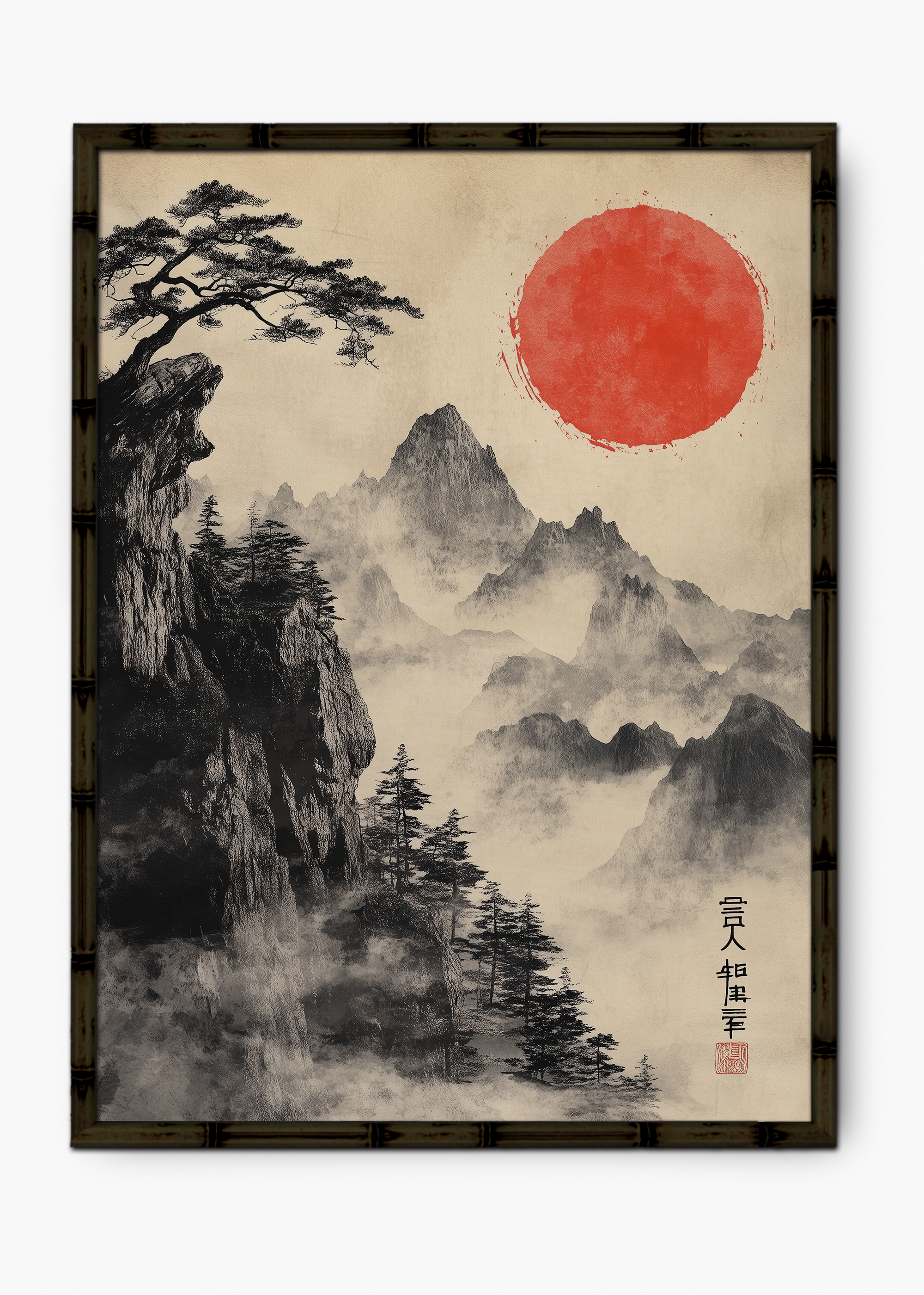 Quadro Japonês Forest Edição Especial Bamboo - Moldura Preto