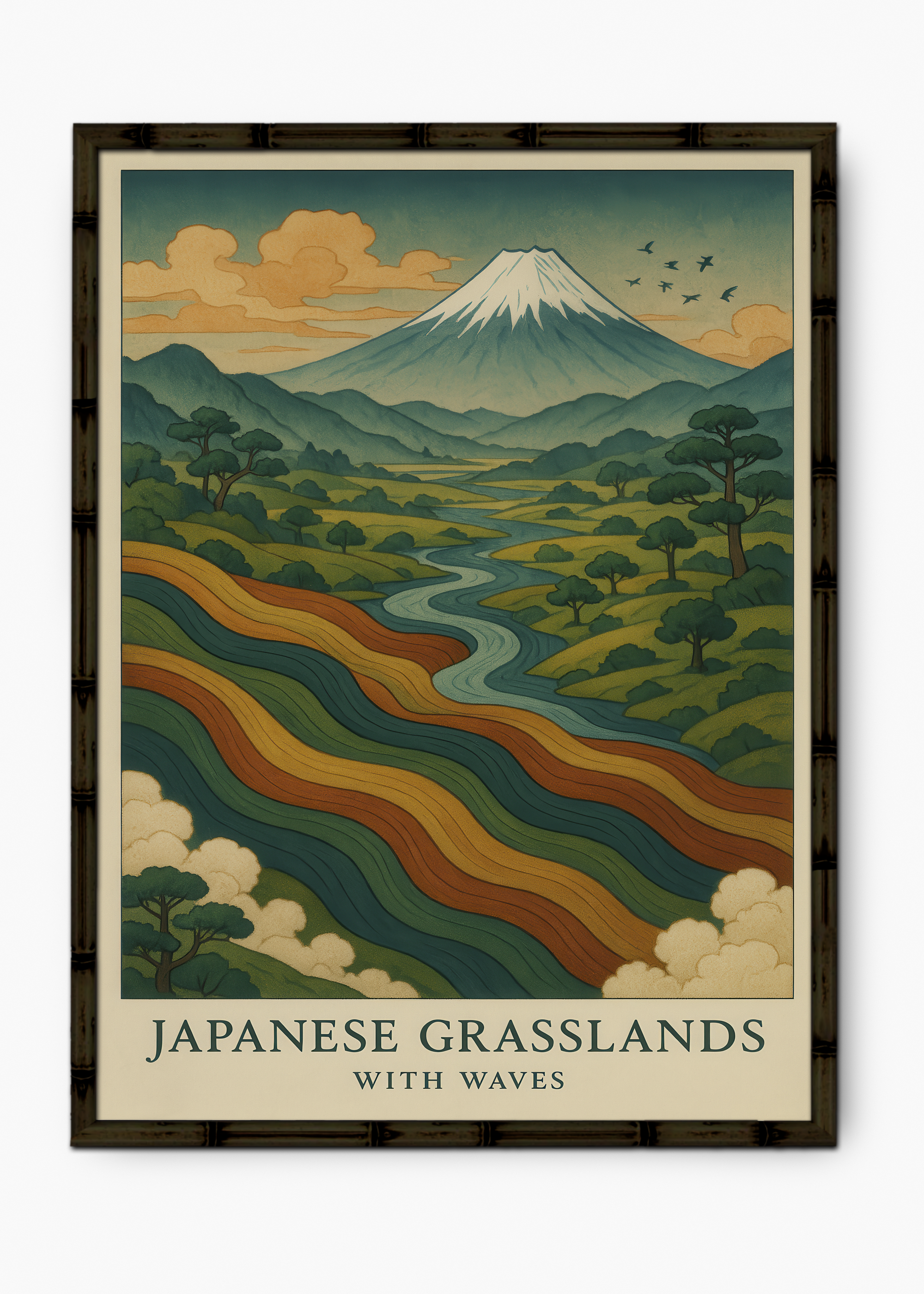 Quadro Japonês Kawa Dreams Edição Especial Bamboo - Moldura Preto