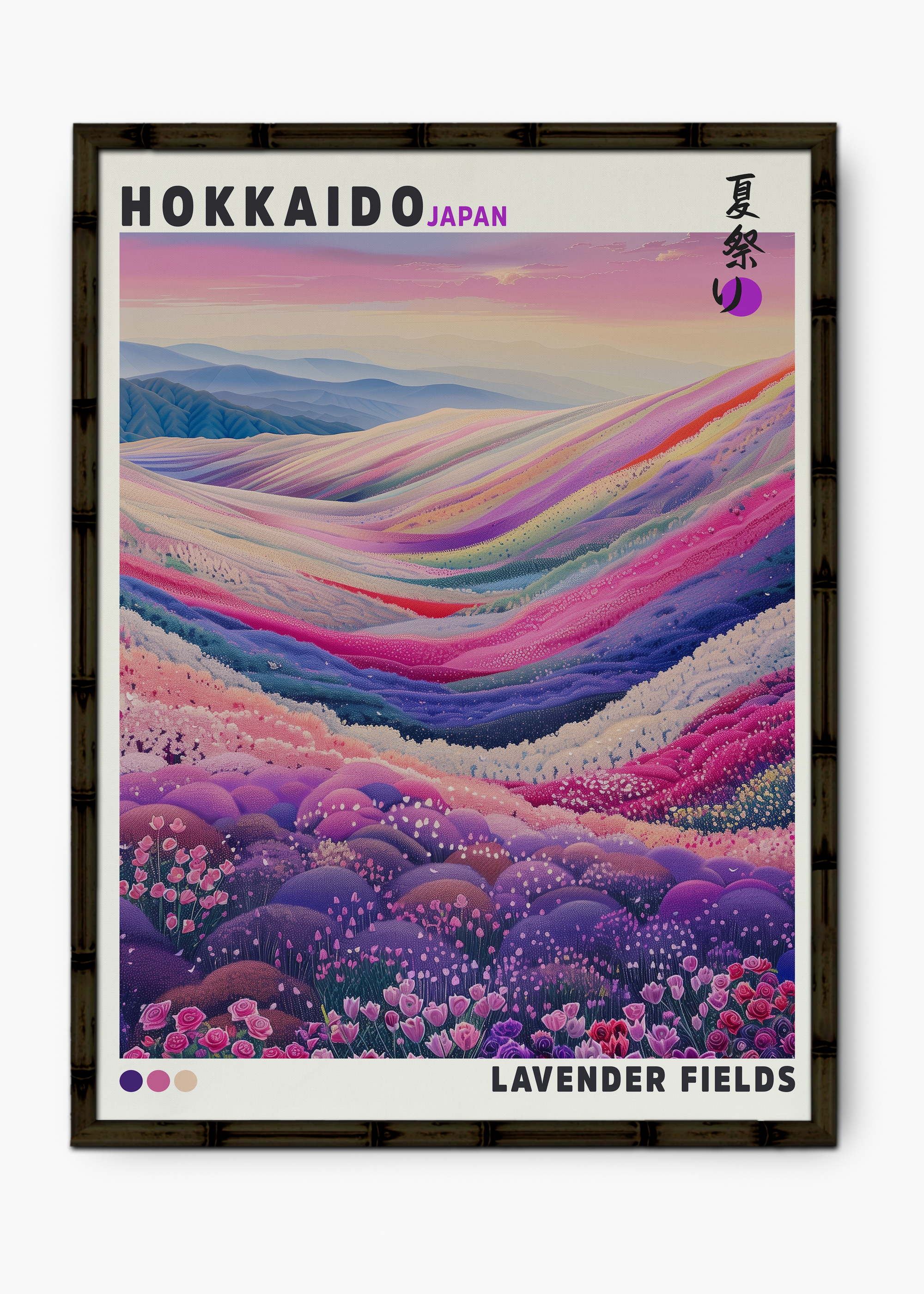 Quadro Japonês Lavender Fields Edição Especial Bamboo - Moldura Preto