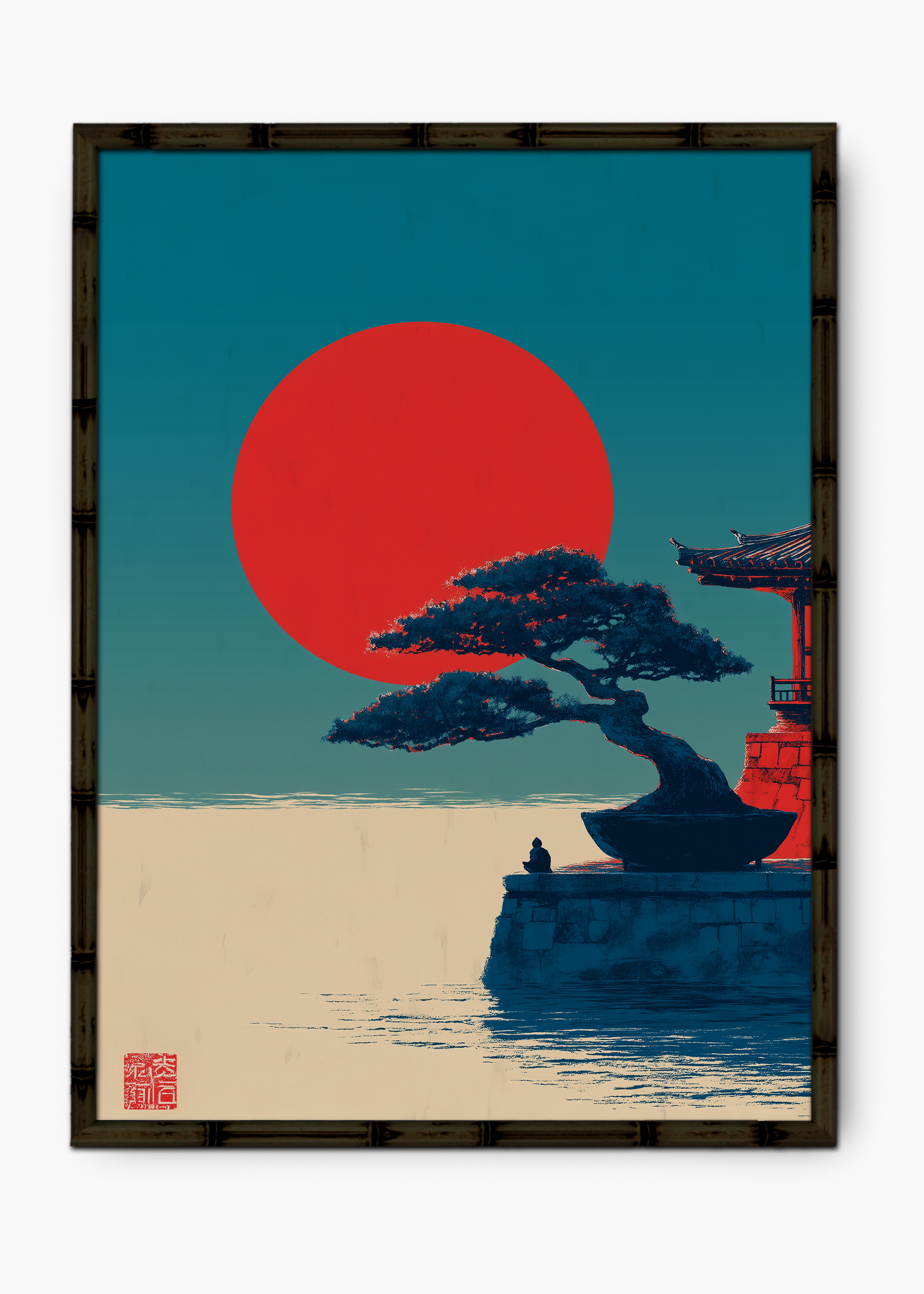 Quadro Japonês Night Edição Especial Bamboo - Moldura Preto