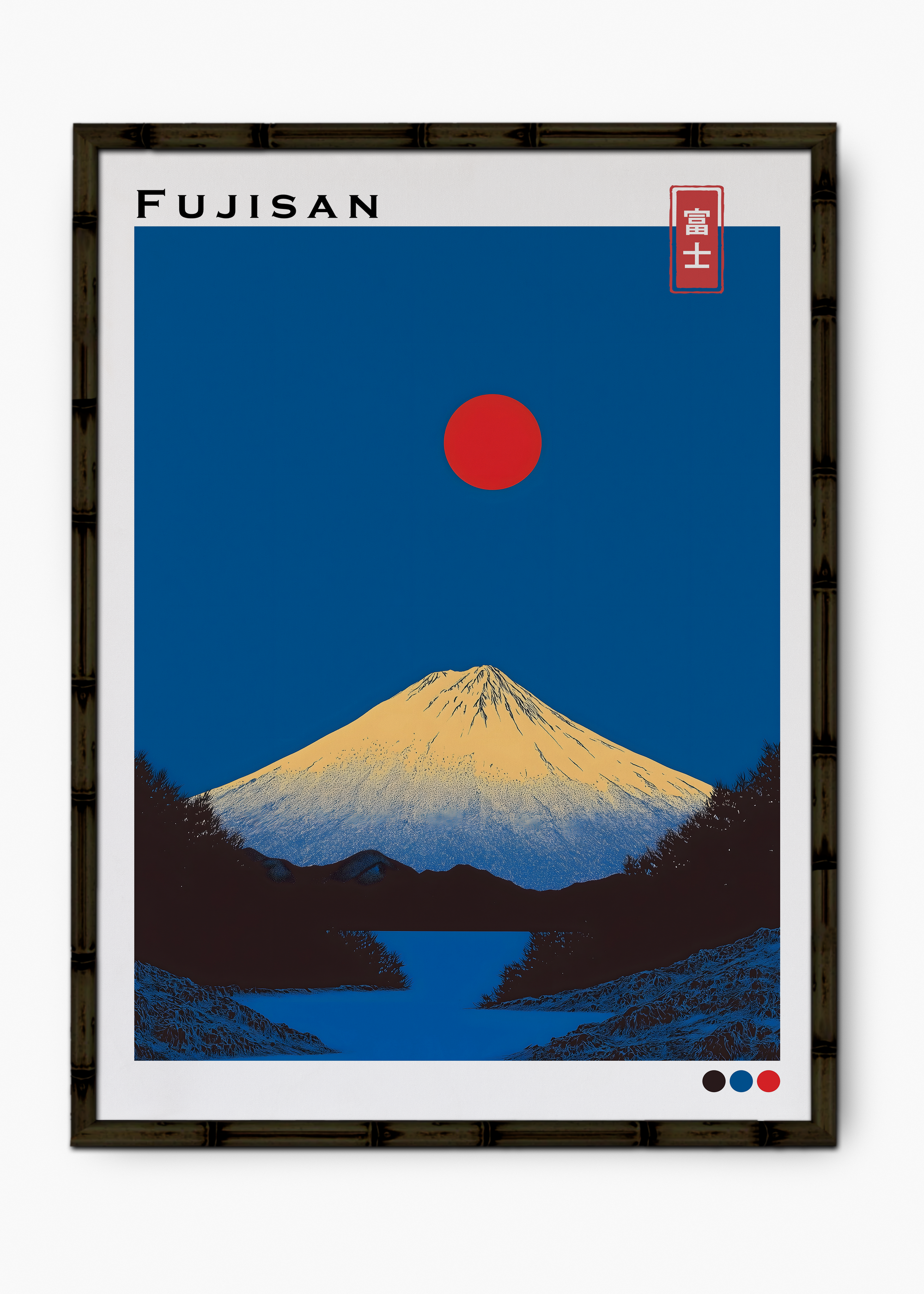 Quadro Japonês Fujisan Edição Especial Bamboo - Moldura Preto