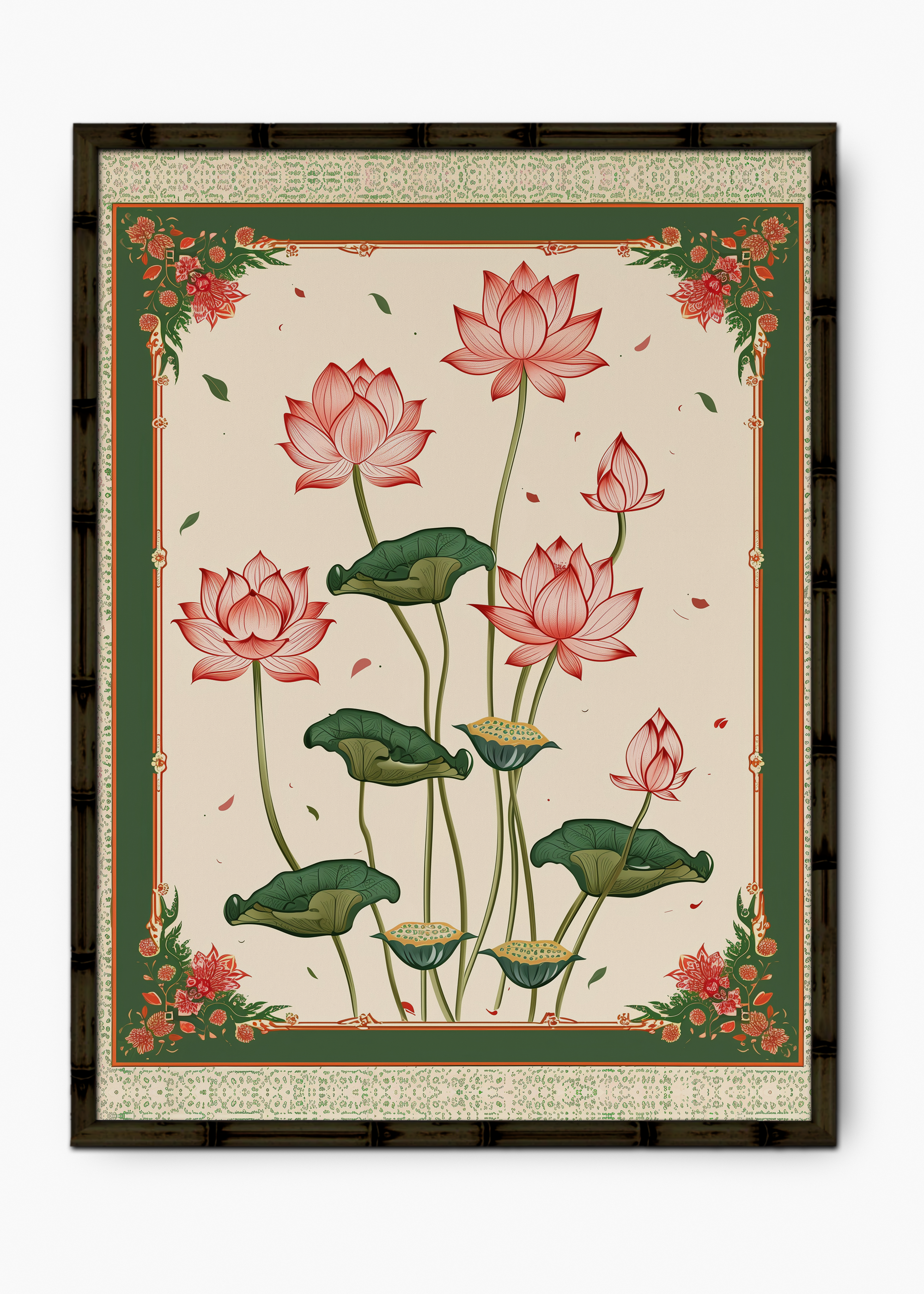 Quadro Japonês Lotus Edição Especial Bamboo - Moldura Preto