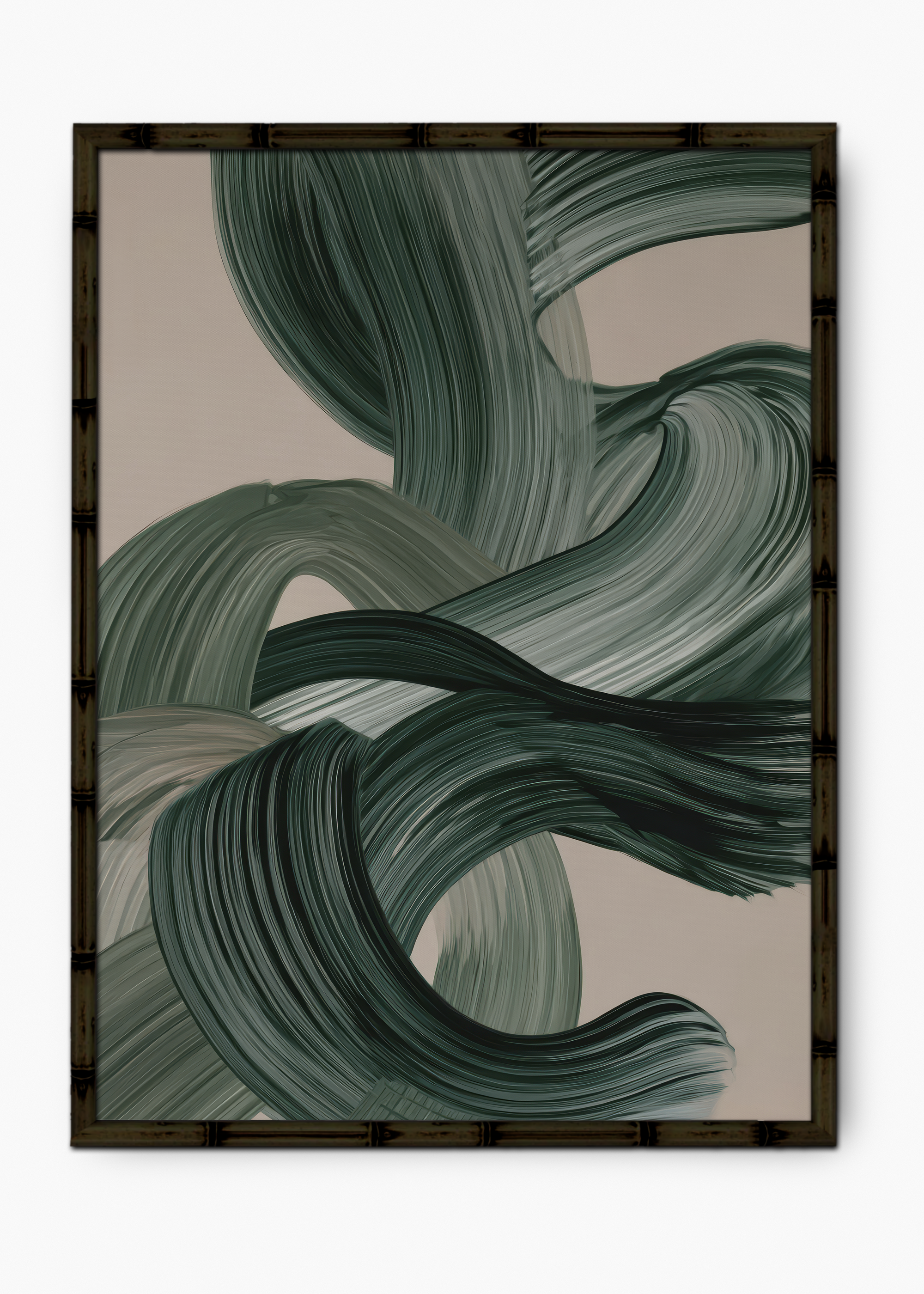 Quadro Japonês Midori Green Edição Especial Bamboo - Moldura Preto