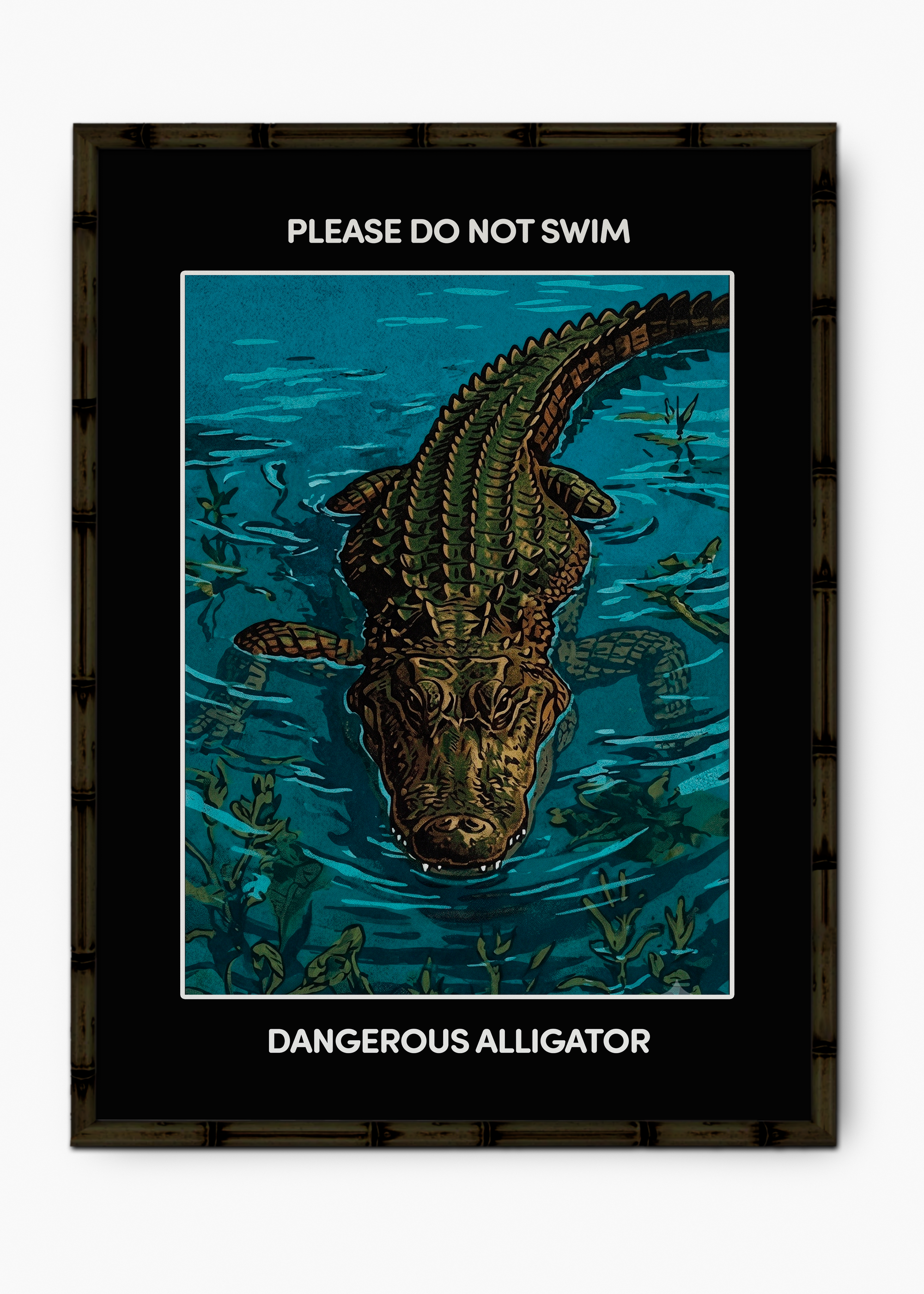 Quadro Do Not Swim Edição Especial Bamboo - Moldura Preto