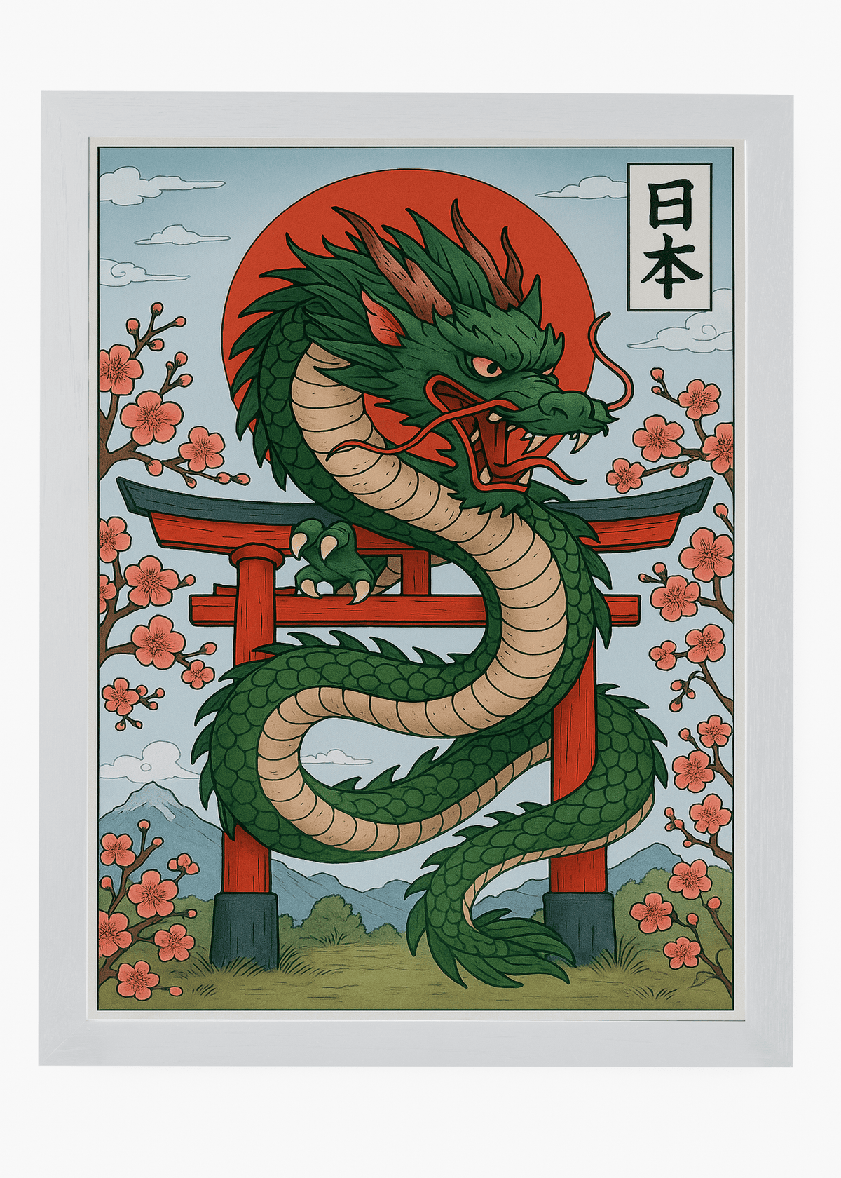 Quadro Japonês Green Dragon