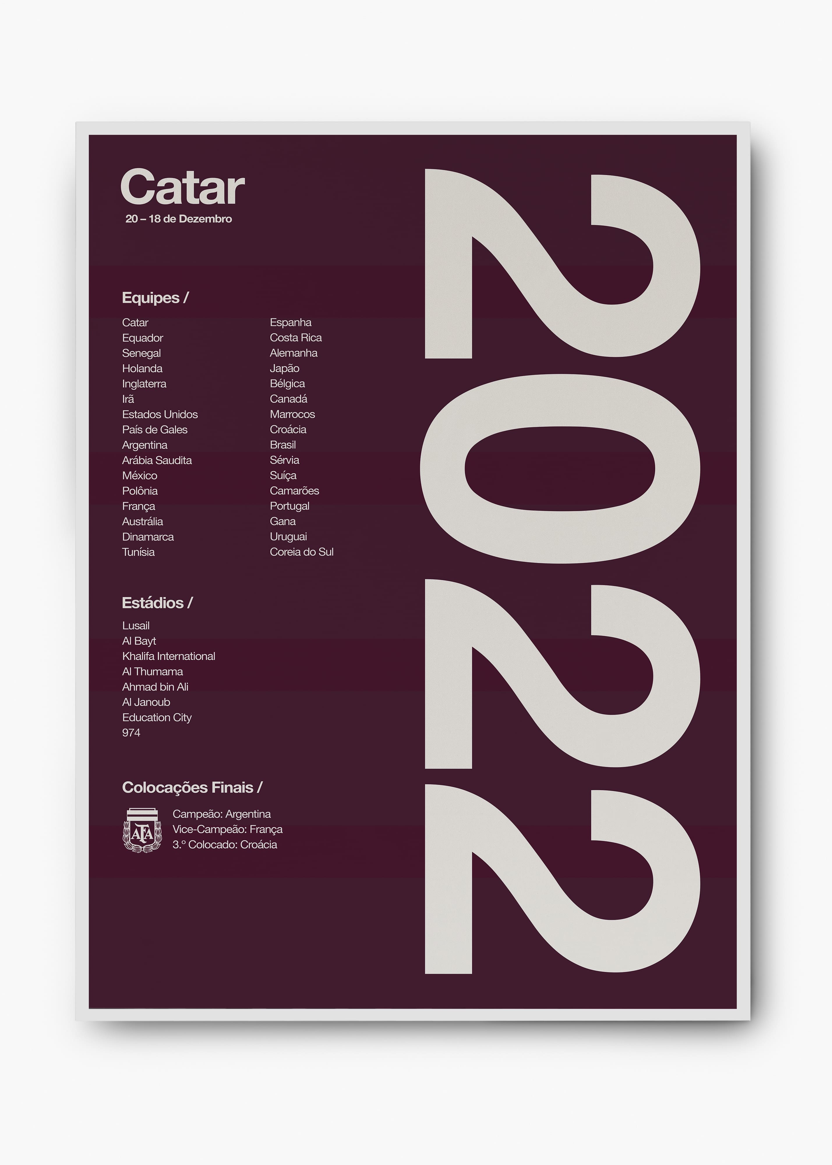 Quadro Copa do Mundo Catar 2022