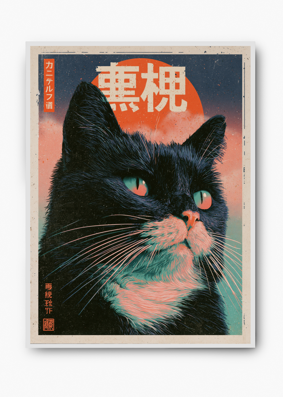 Quadro Japonês Midnight Cat - 2