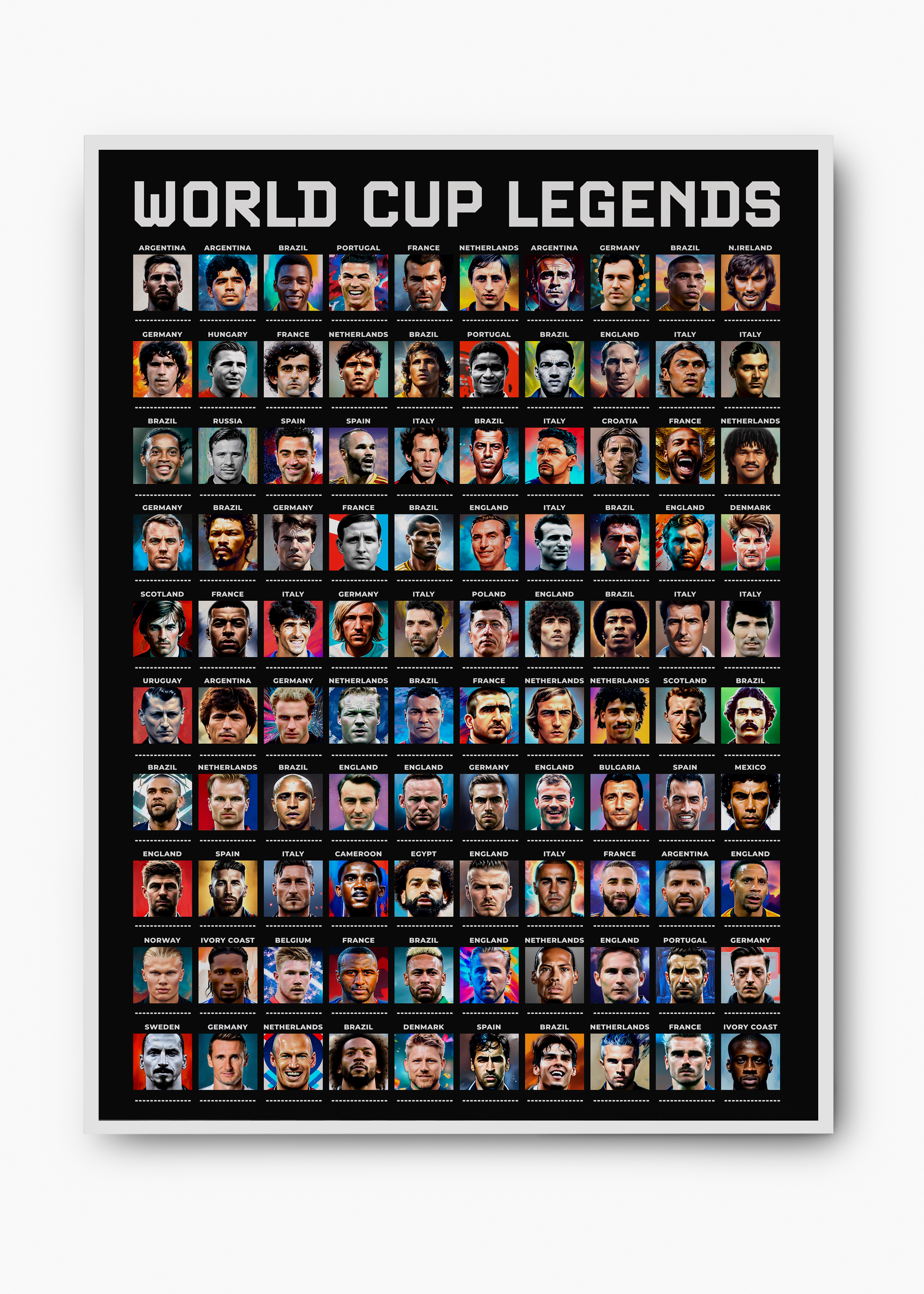 Quadro Jogadores Copa do Mundo Preto - 2