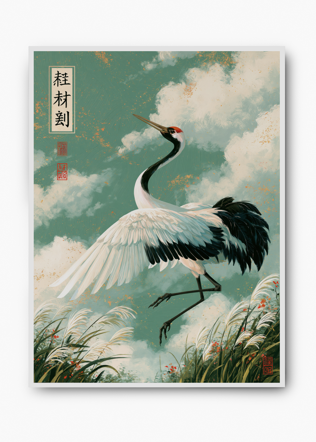 Quadro Japonês Crane in Flight - 2