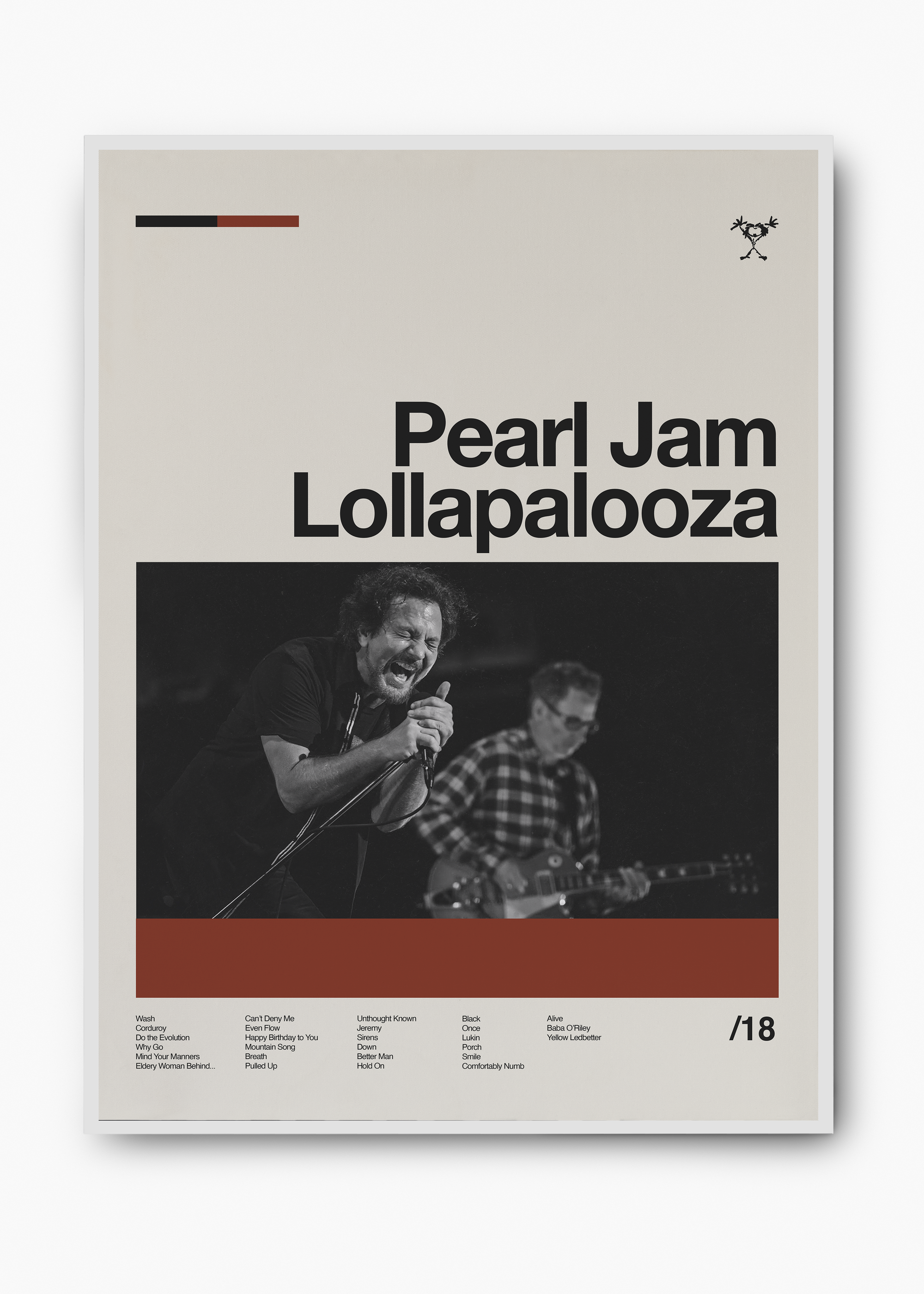 Quadro Pearl Jam Lollapalooza 2018 - 2