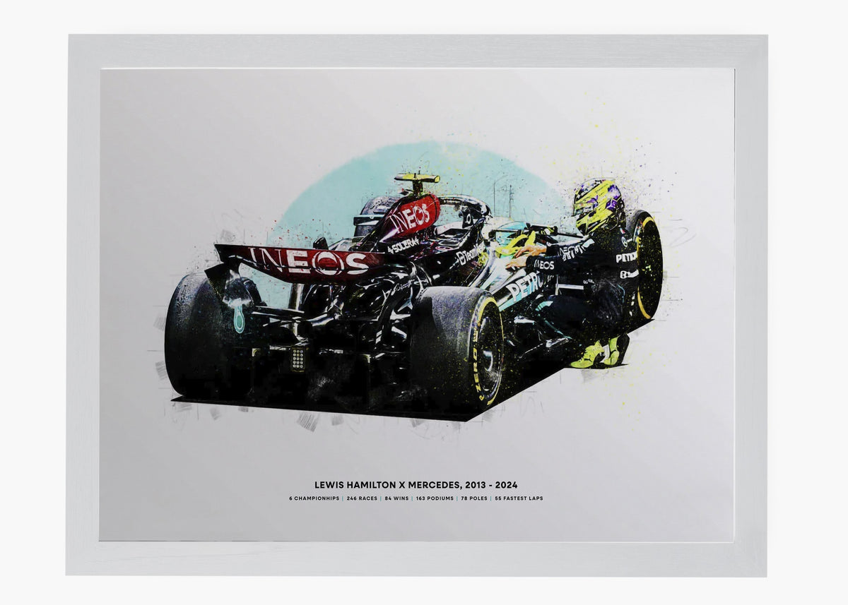 Quadro decorativo Lewis Hamilton Mercedes Last Race — arte de automobilismo para parede | Cübe Quadros