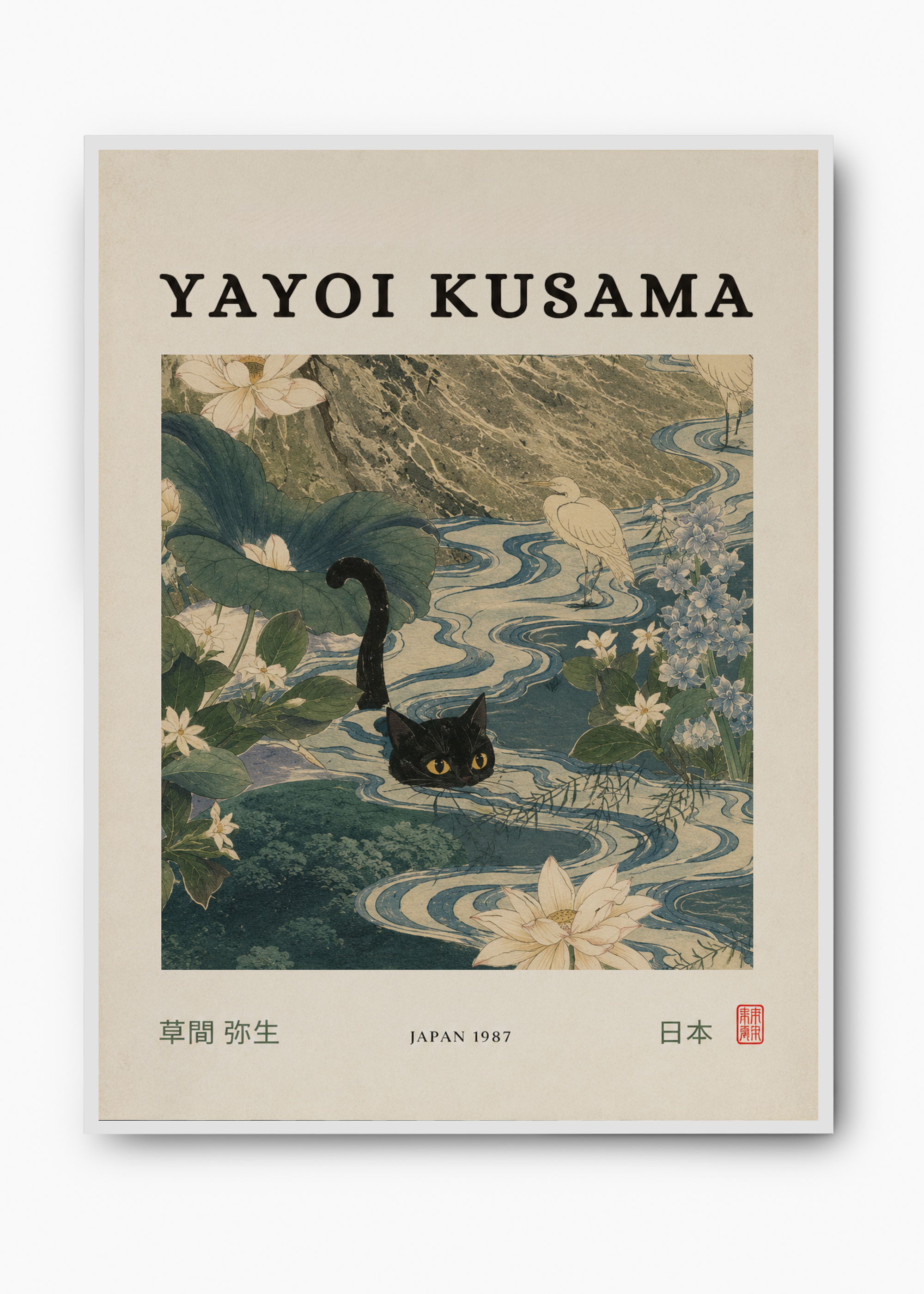 Quadro Japonês Neko Kawa - 2