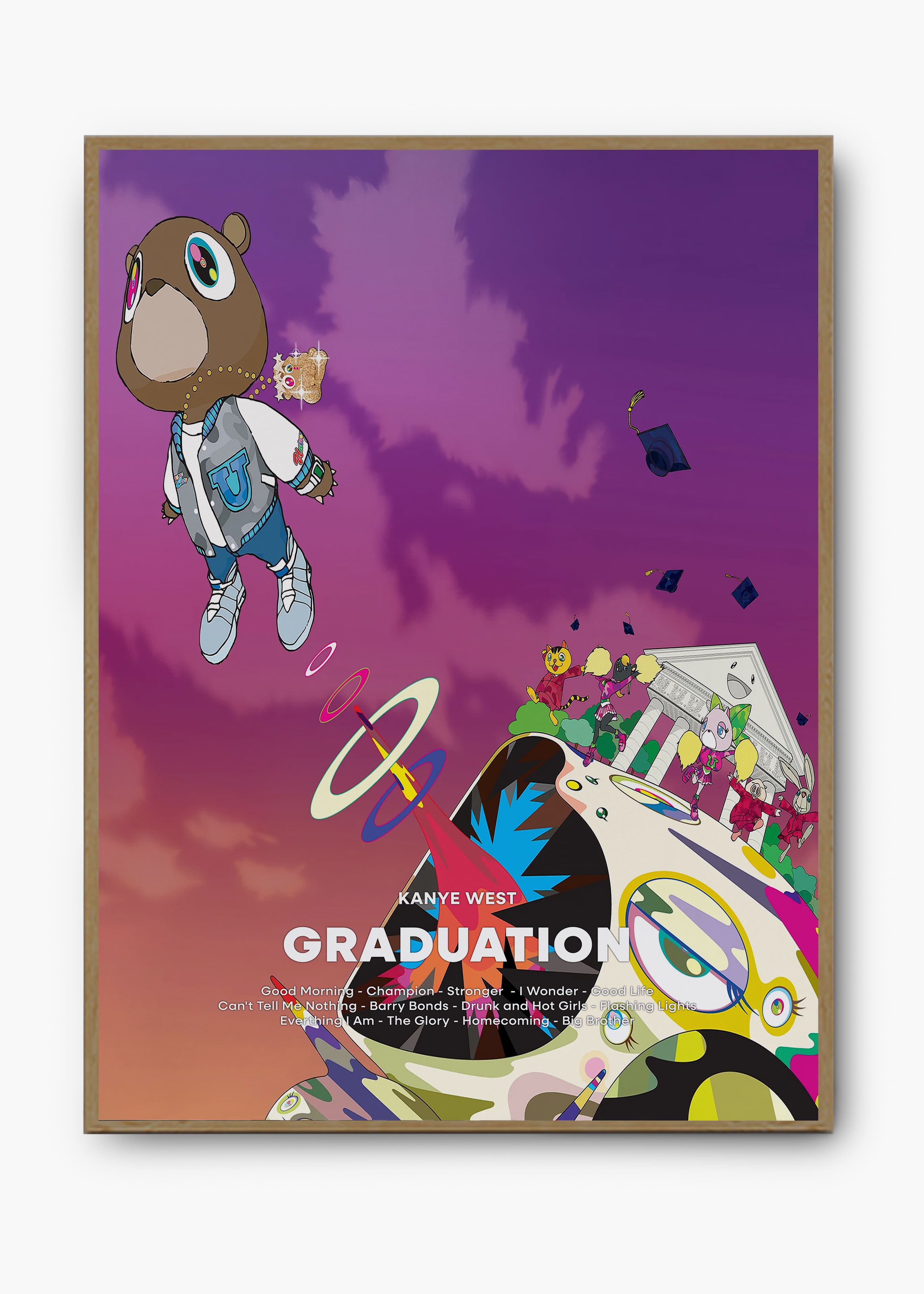 Quadro decorativo Kanye West Graduation — arte de rap para parede | Cübe Quadros