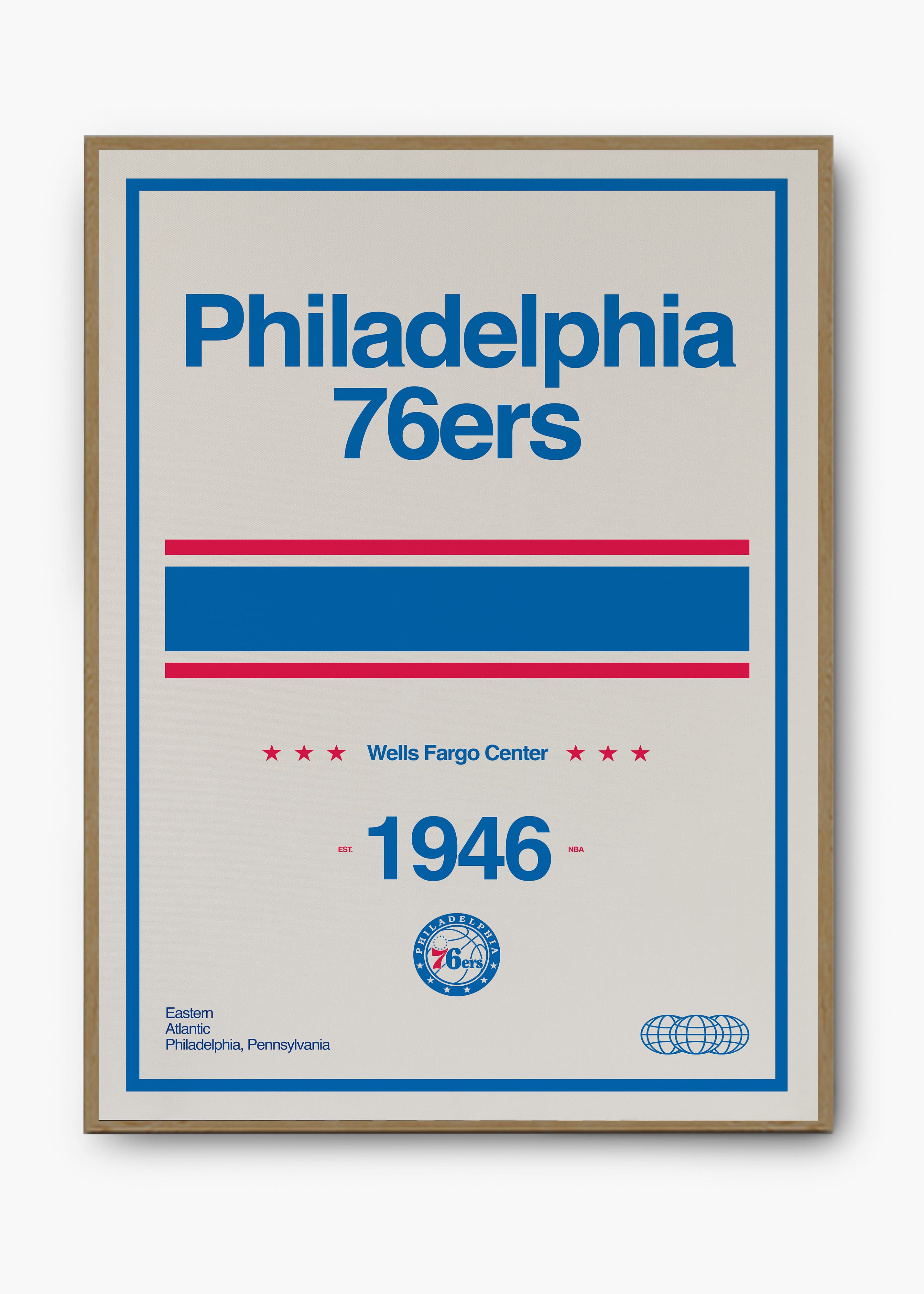 Quadro decorativo NBA Philadelphia 76ers — arte de basquete para parede | Cübe Quadros
