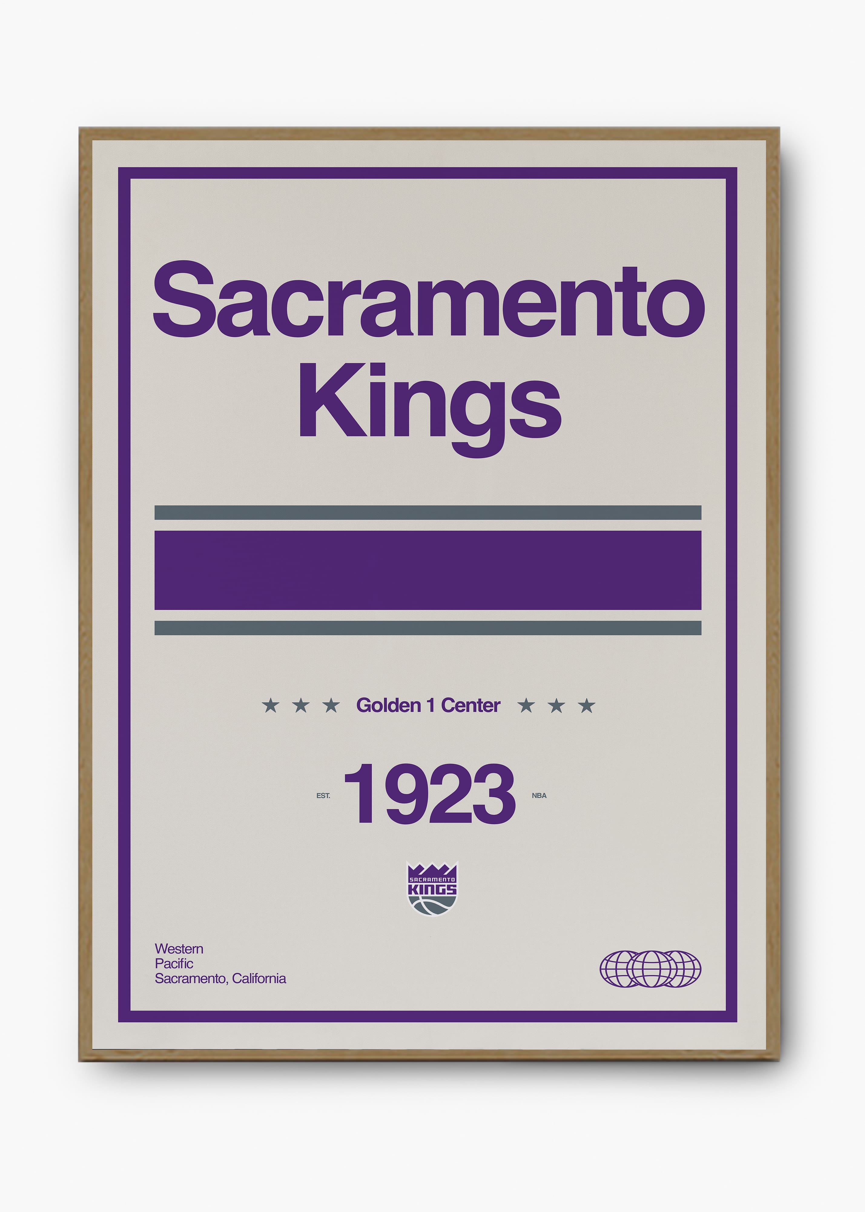 Quadro decorativo NBA Sacramento Kings — arte de basquete para parede | Cübe Quadros