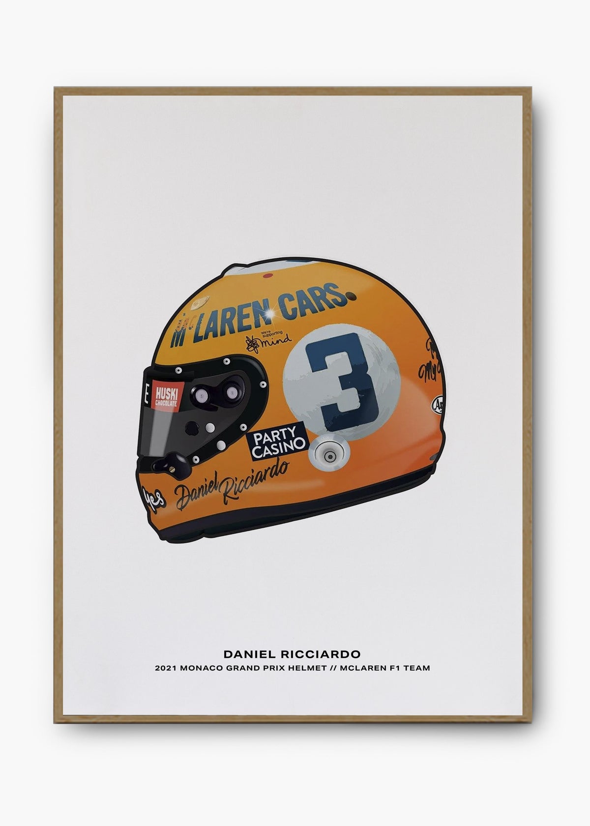 Quadro decorativo Daniel Ricciardo 2021 Mônaco Edition — arte de automobilismo para parede | Cübe Quadros