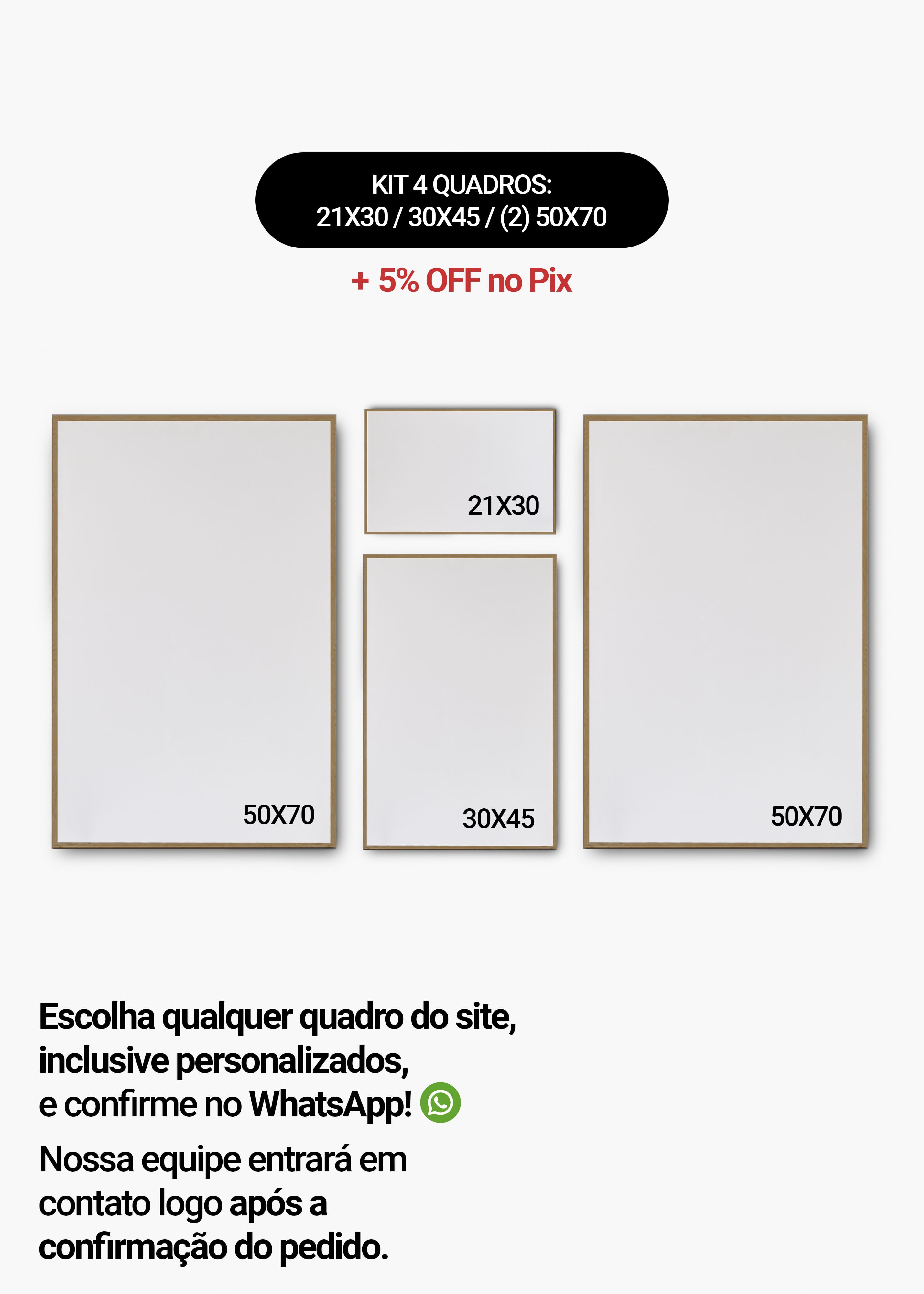 KIT 4 Quadros - Mix de Tamanhos (21x30 + 30x45 + 2un 50x70)