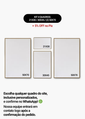 KIT 4 Quadros - Mix de Tamanhos (21x30 + 30x45 + 2un 50x70)