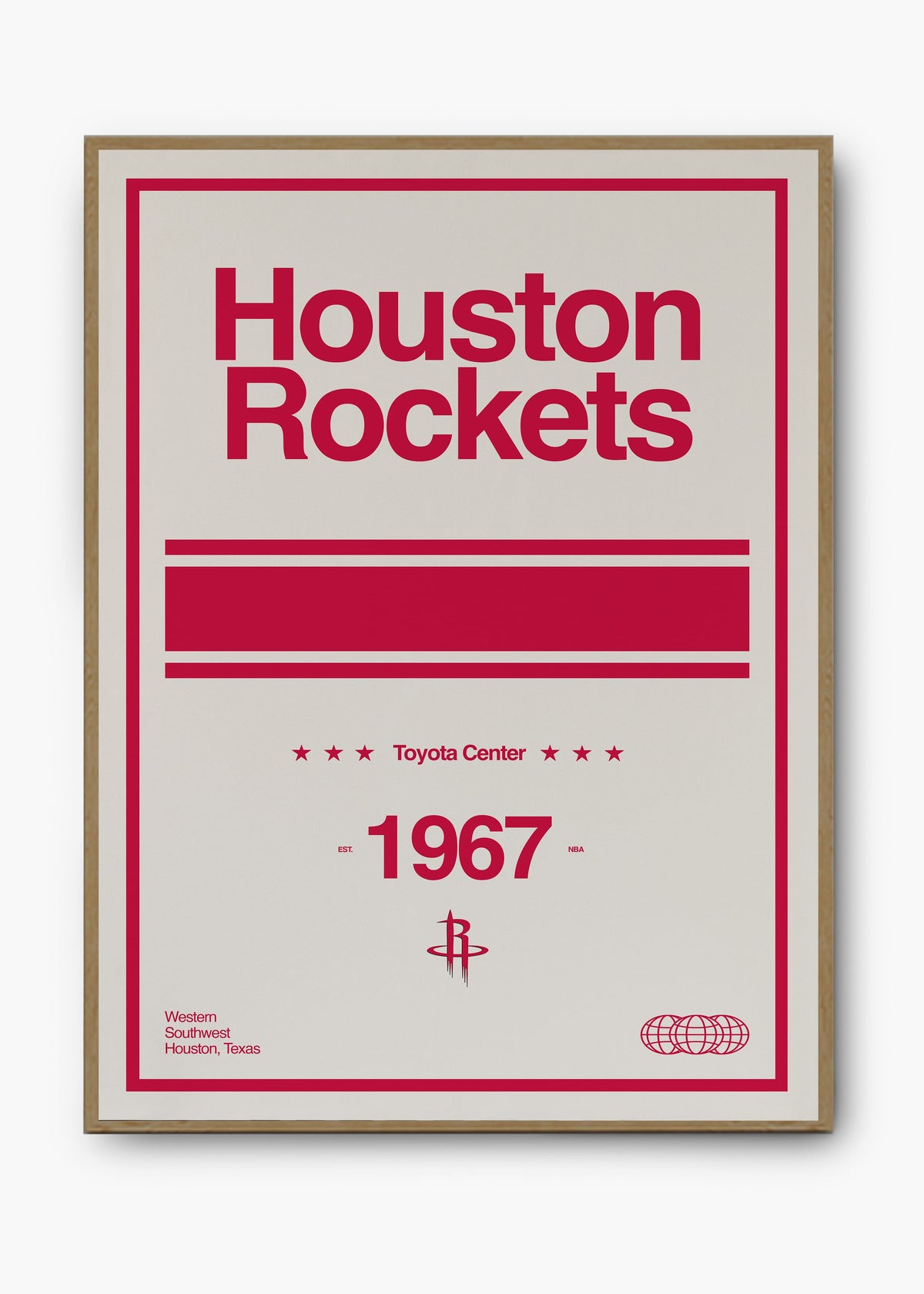 Quadro decorativo NBA Houston Rockets — arte de basquete para parede | Cübe Quadros