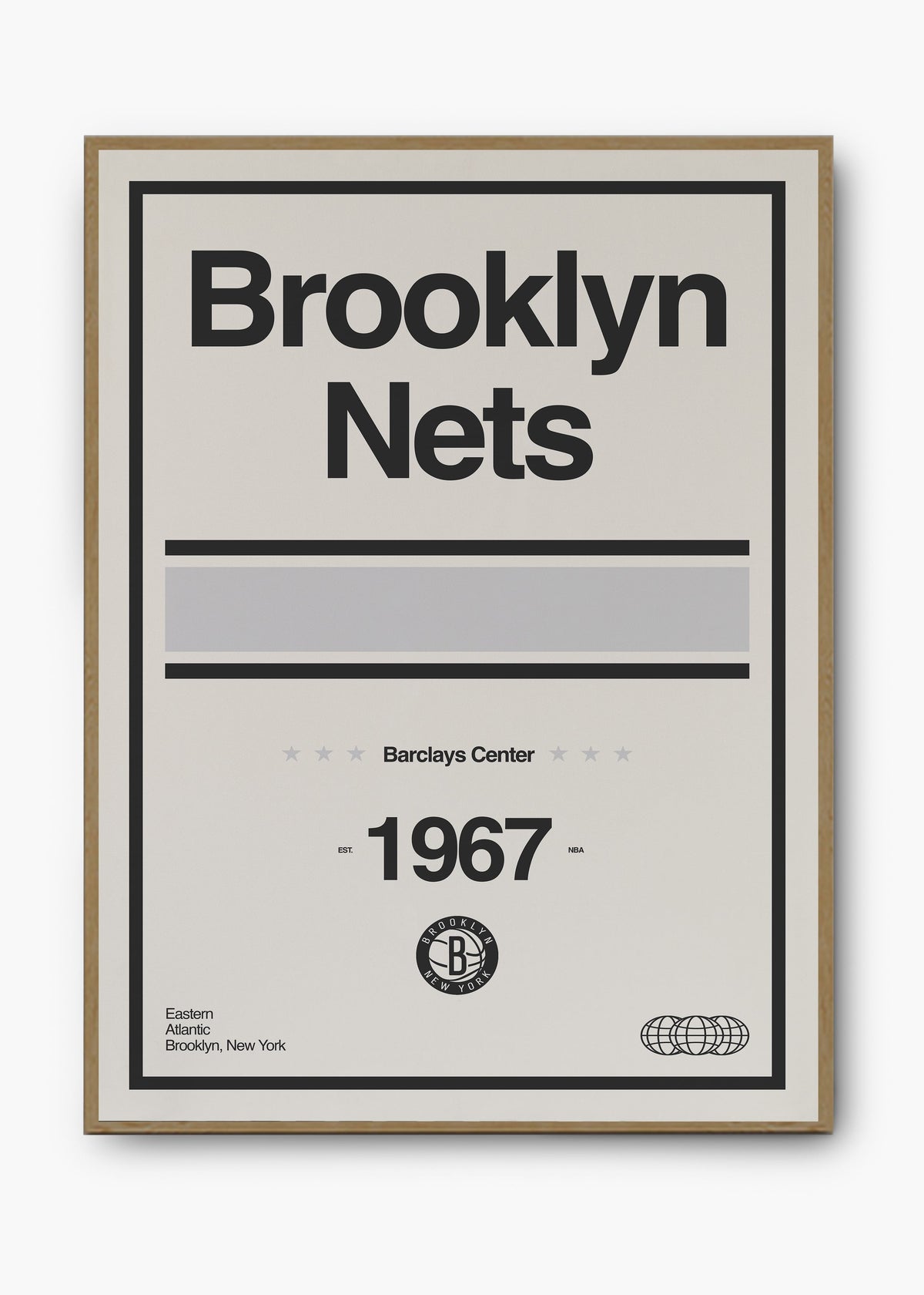 Quadro decorativo NBA Brooklyn Nets — arte de basquete para parede | Cübe Quadros