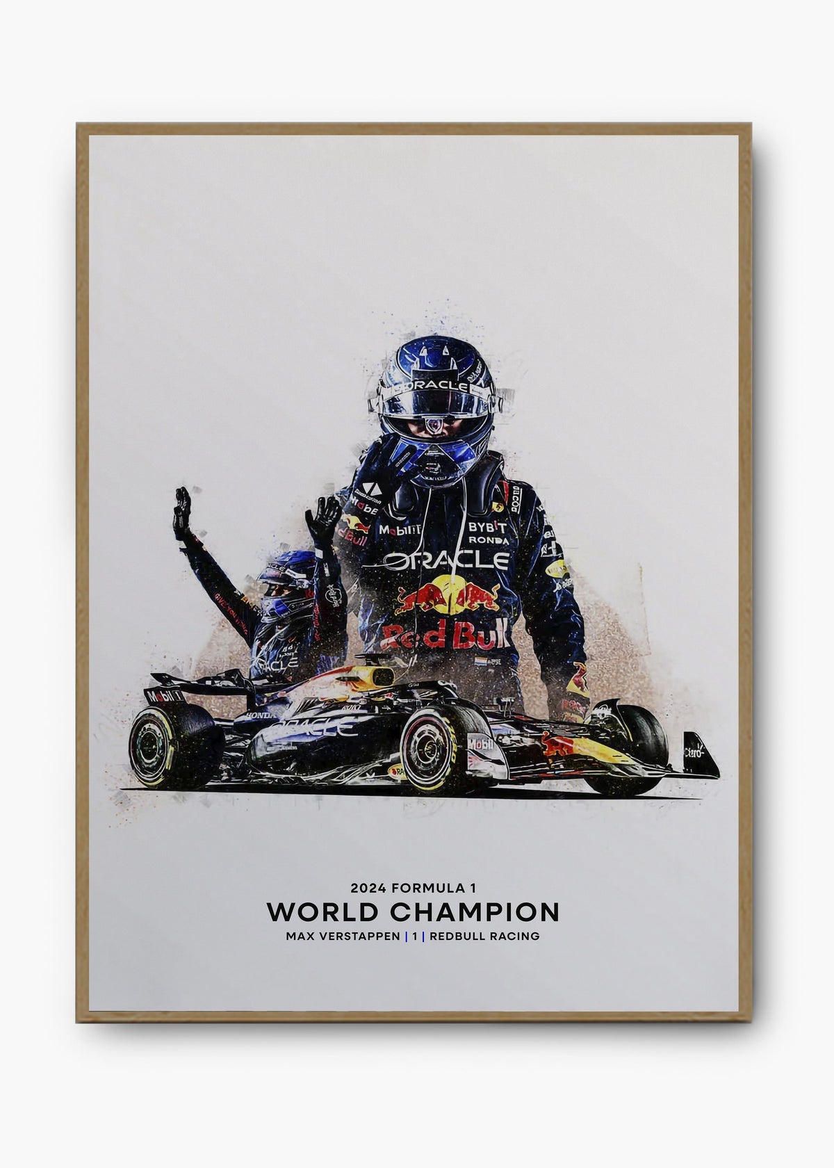 Quadro decorativo Max Verstappen World Champion 2024 — arte de automobilismo para parede | Cübe Quadros