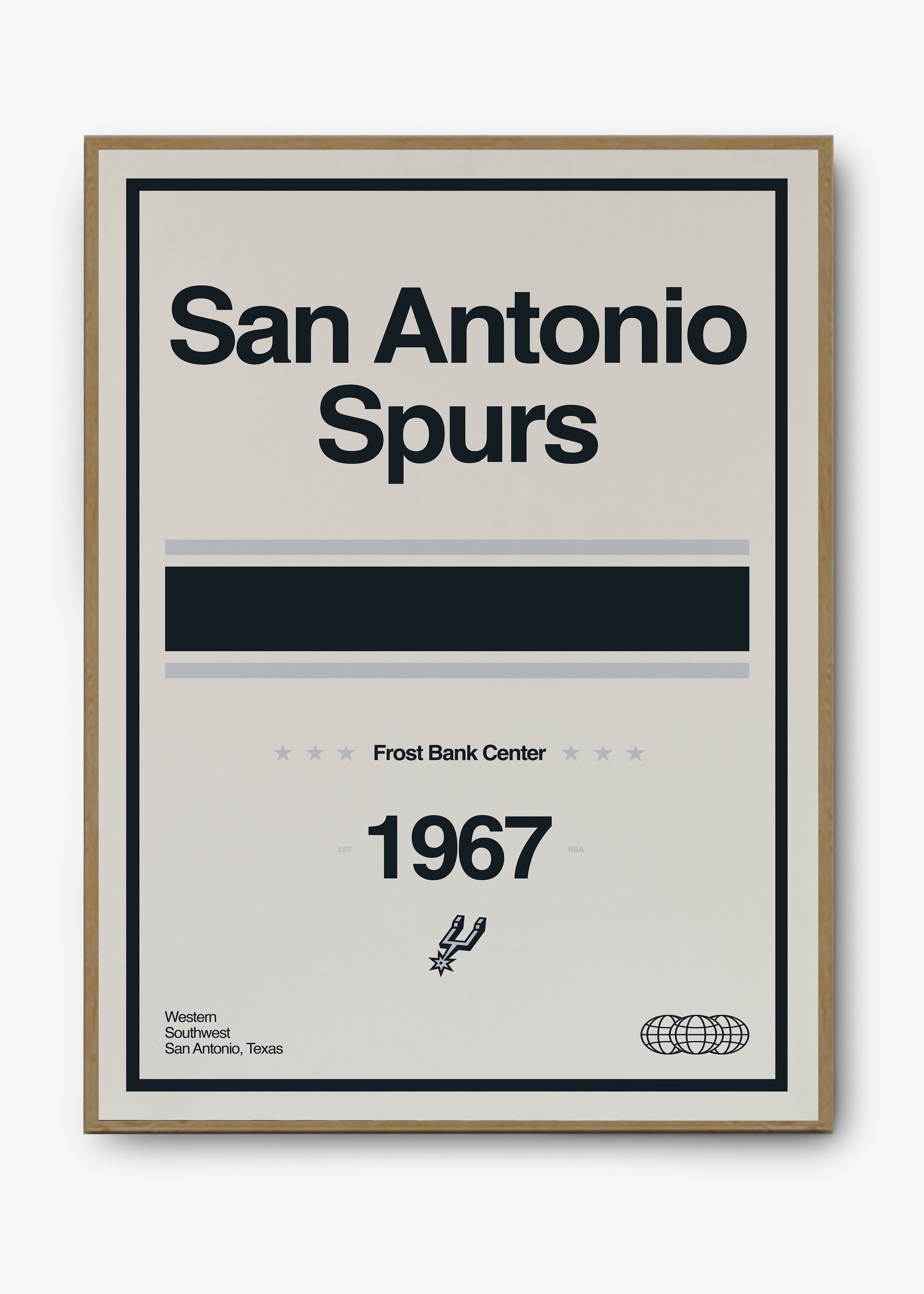 Quadro decorativo NBA San Antonio Spurs — arte de basquete para parede | Cübe Quadros