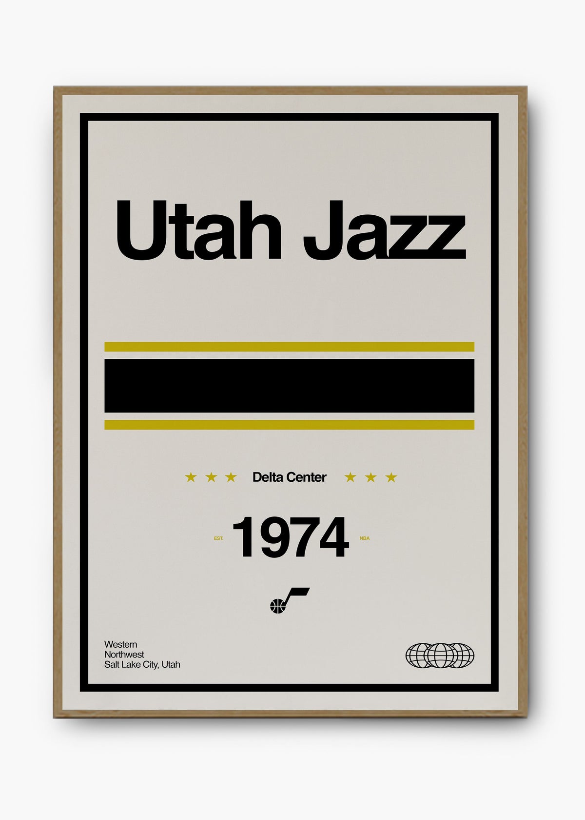 Quadro decorativo NBA Utah Jazz — arte de basquete para parede | Cübe Quadros