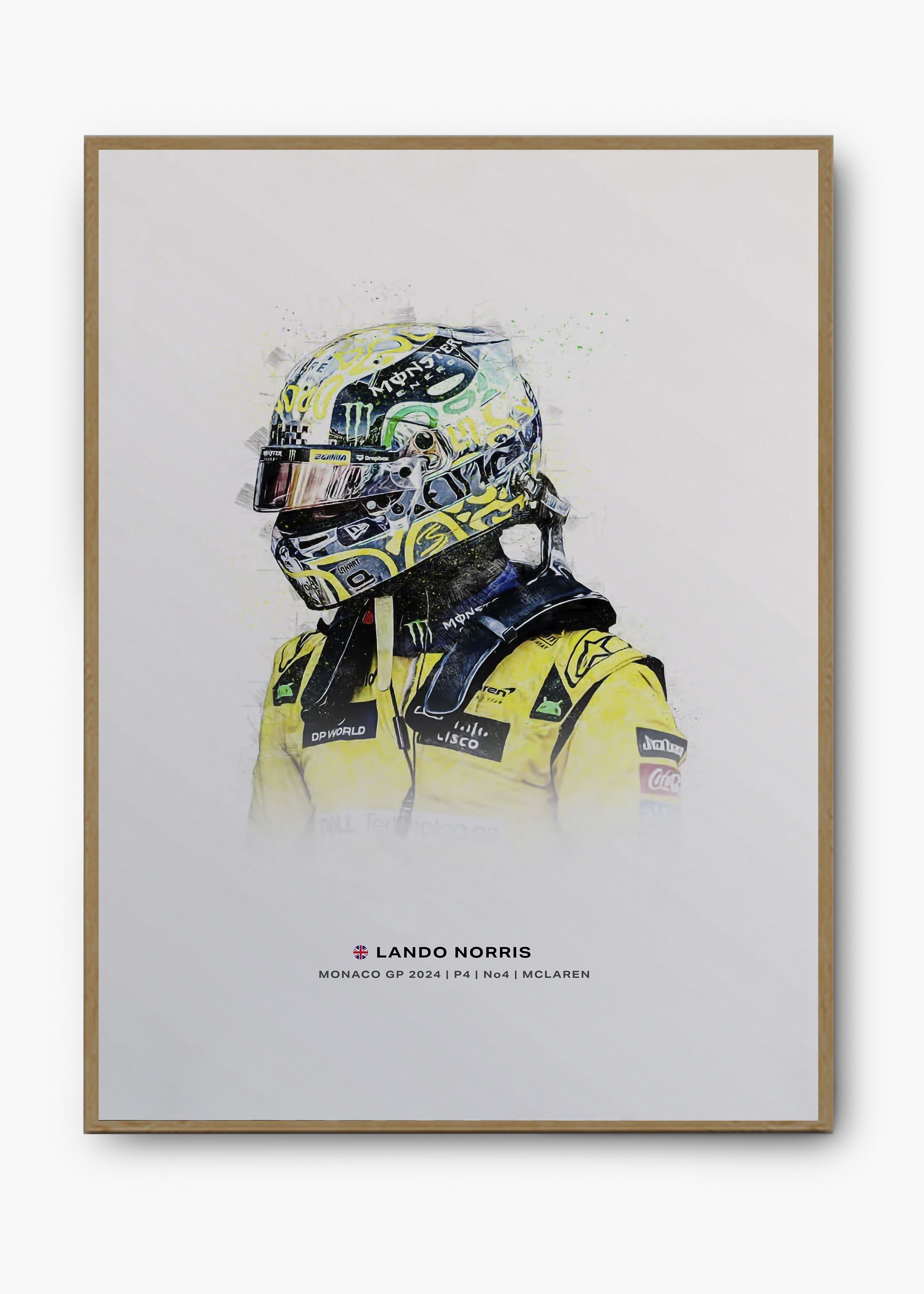 Quadro decorativo Lando Norris Monaco GP 2024 II — arte de automobilismo para parede | Cübe Quadros