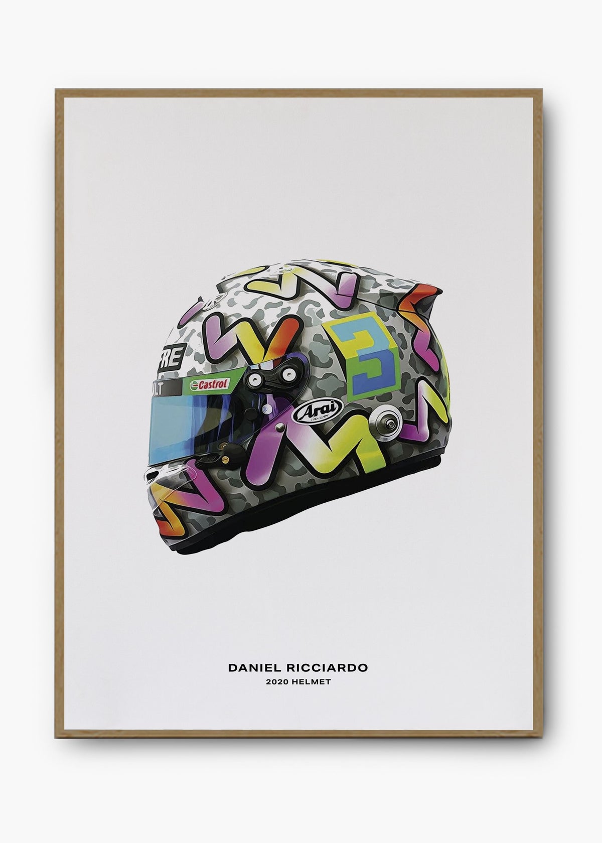 Quadro decorativo Daniel Ricciardo 2020 — arte de automobilismo para parede | Cübe Quadros