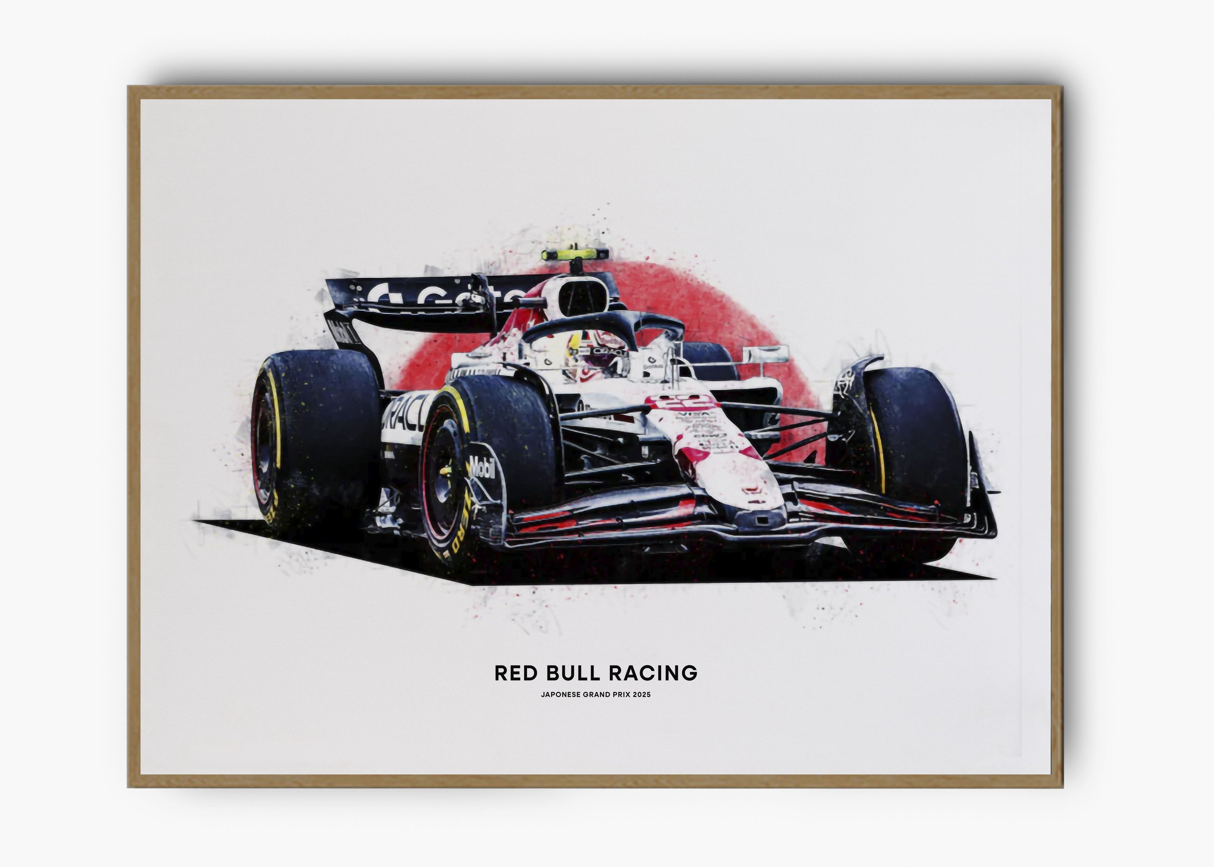 Quadro decorativo Red Bull Racing Japão 2025 — arte de automobilismo para parede | Cübe Quadros