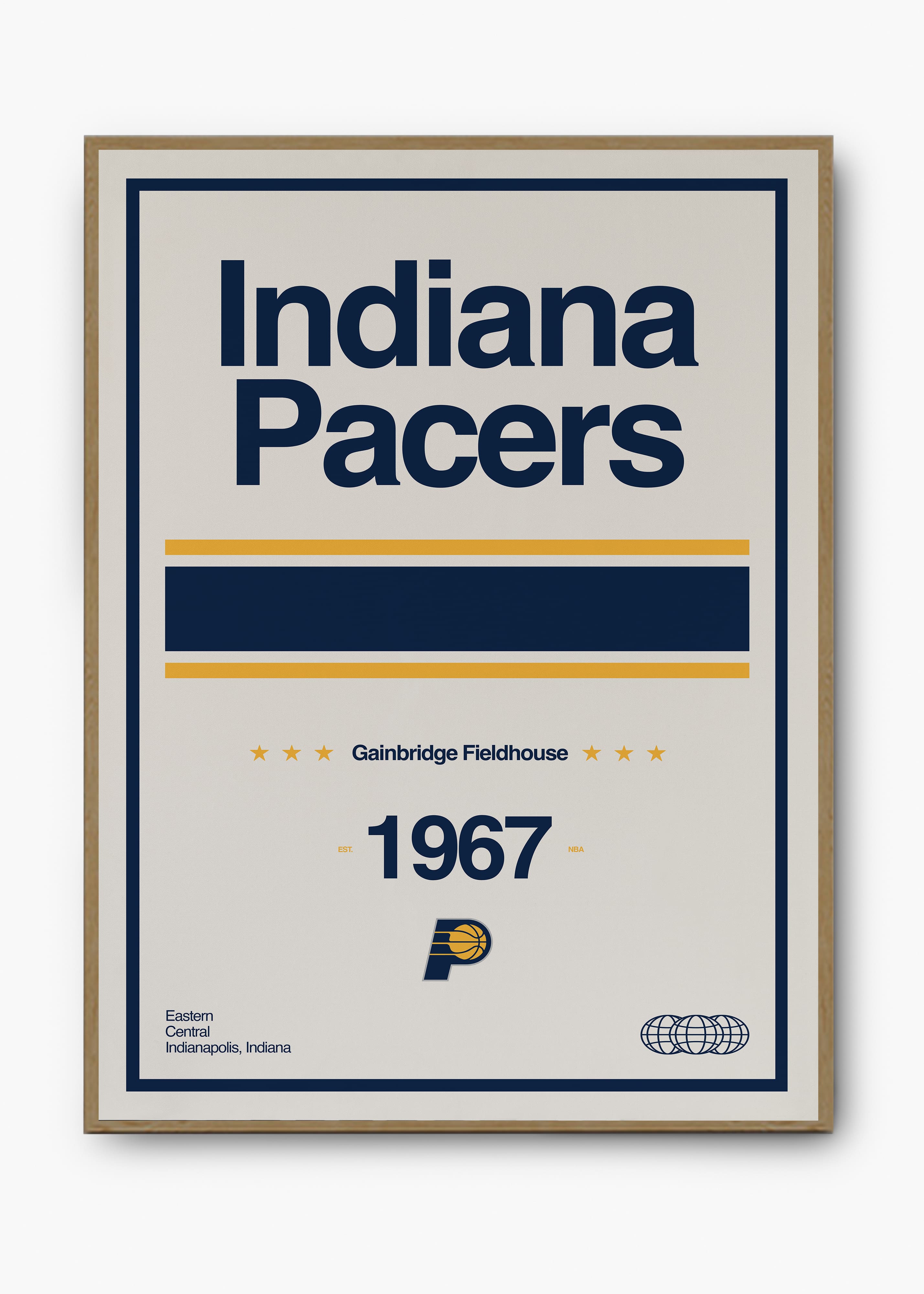 Quadro decorativo NBA Indiana Pacers — arte de basquete para parede | Cübe Quadros