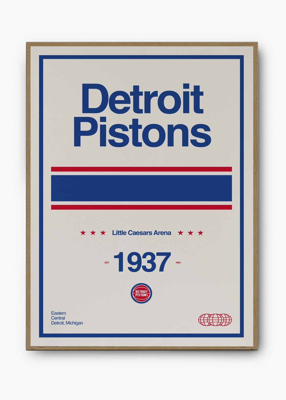 Quadro decorativo NBA Detroit Pistons — arte de basquete para parede | Cübe Quadros