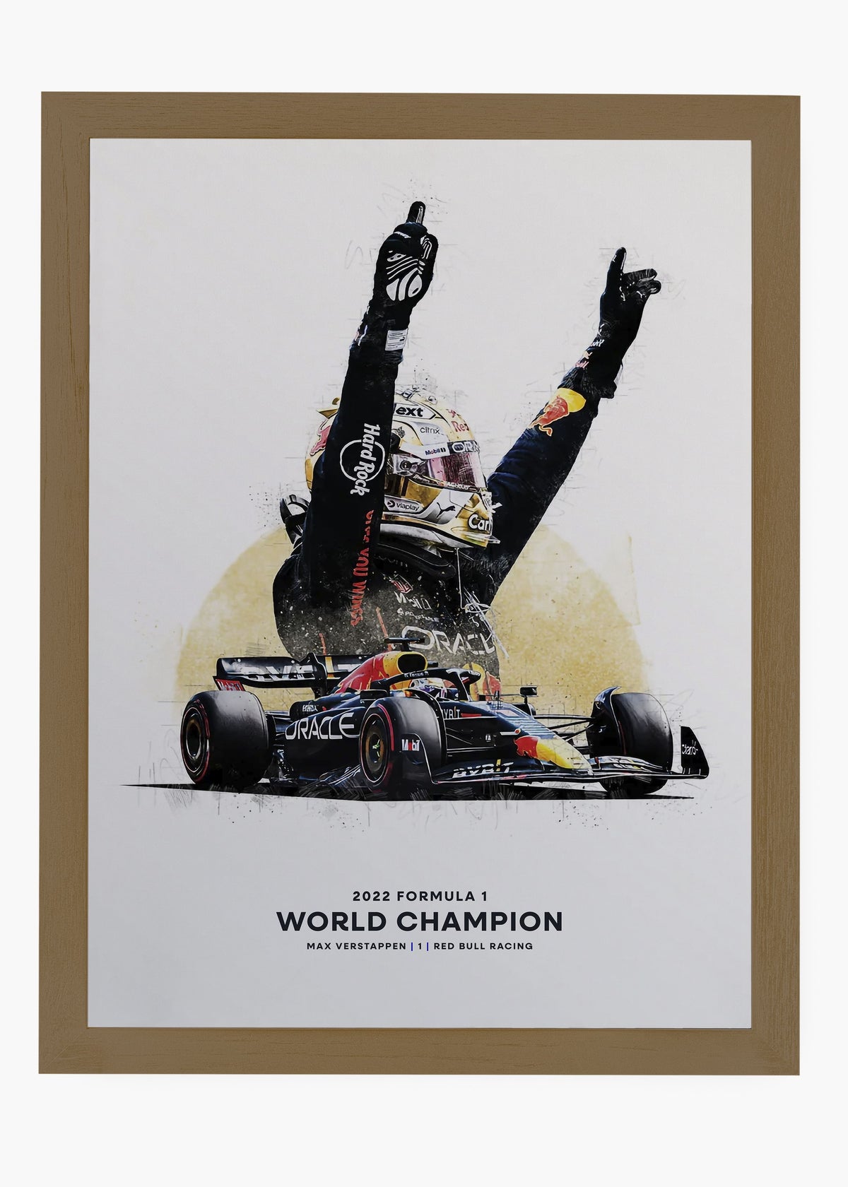 Quadro decorativo Max Verstappen World Champions — arte de automobilismo para parede | Cübe Quadros