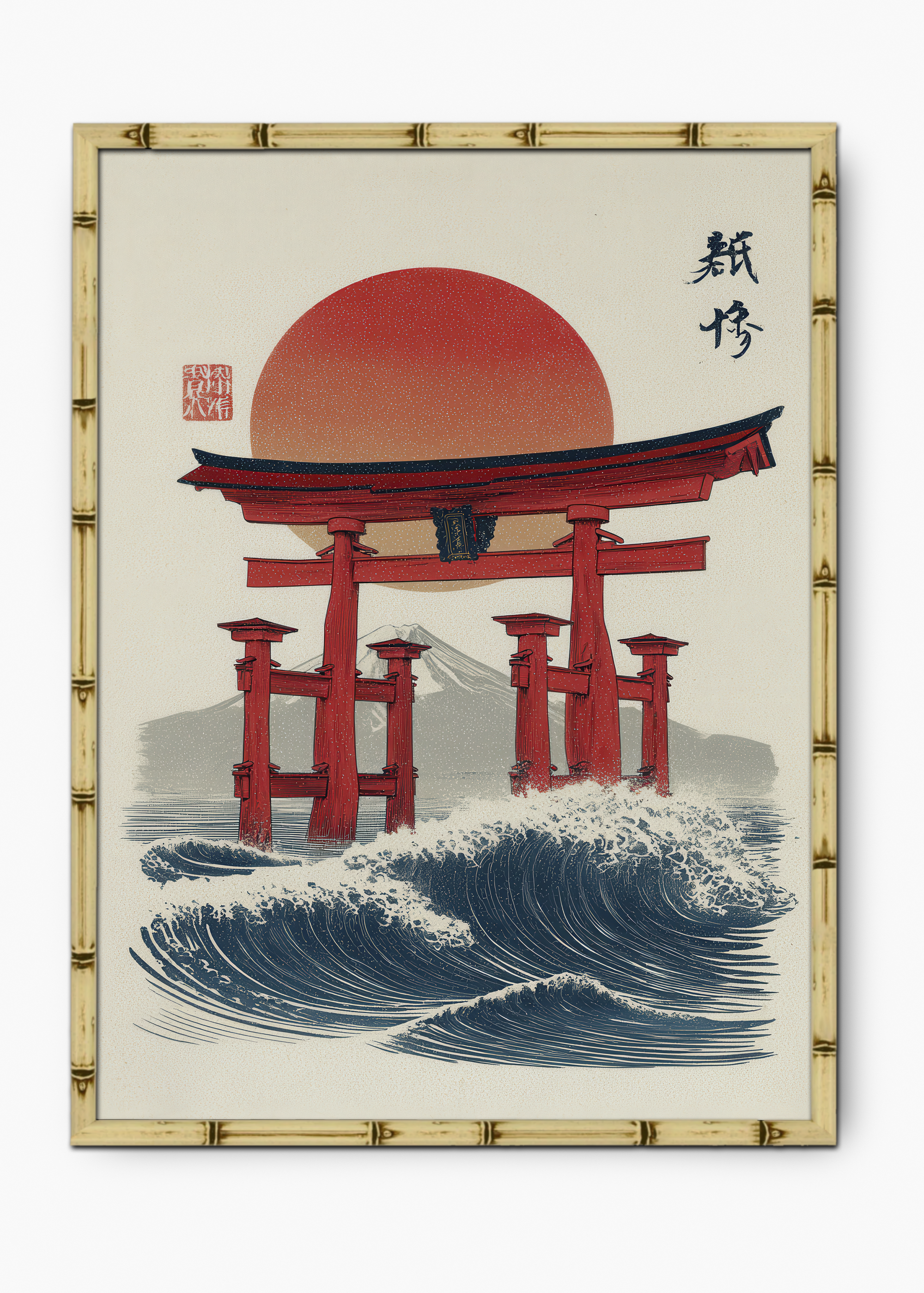 Quadro Japonês Torii Gate Edição Especial Bamboo - Moldura Natural